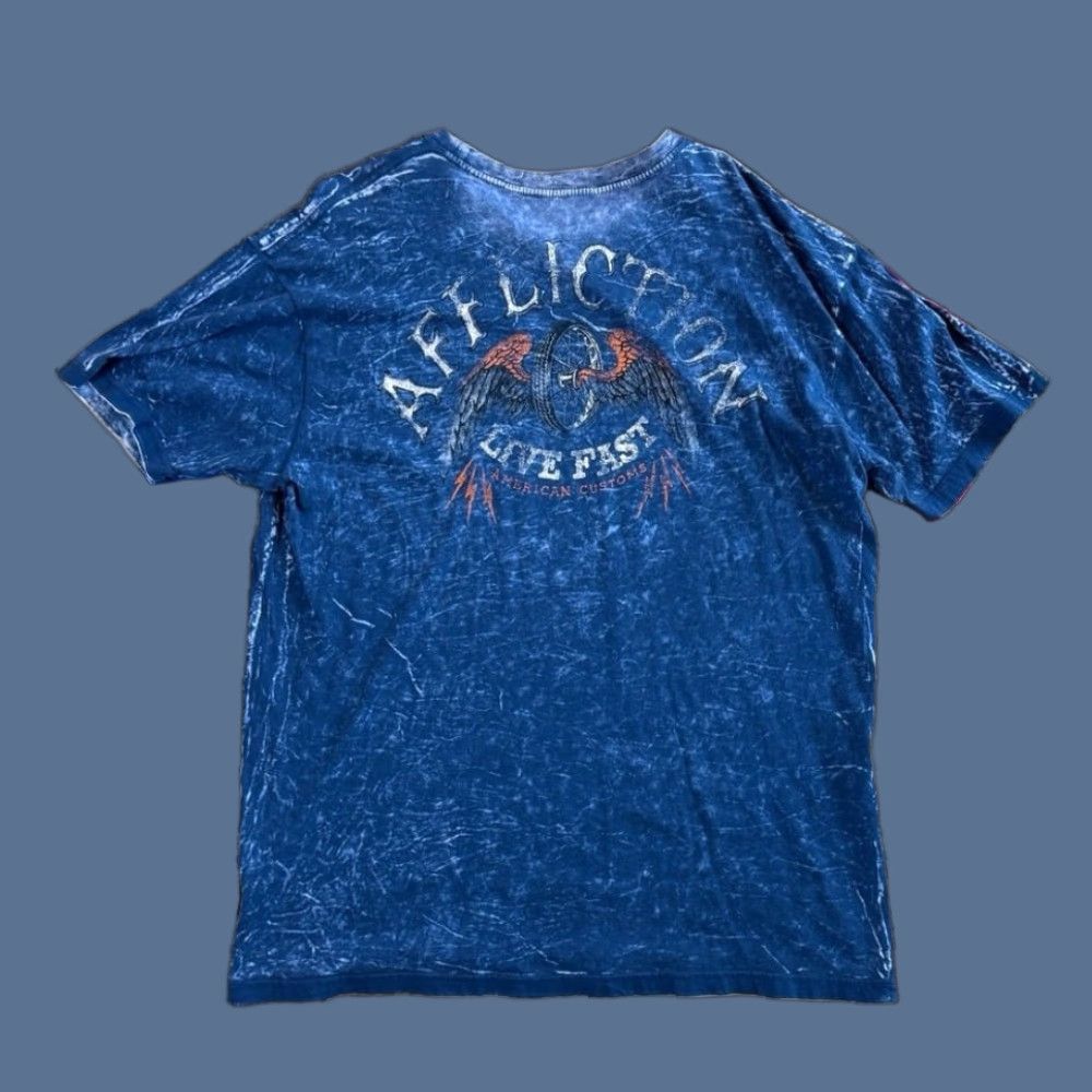 Affliction VINTAGE Affliction T-Shirt Cyber Gothic Skull Grunge Y2K Reversible 2XL Short Sleeve Men Blue Size US XXL / EU 58 / 5 - 1 Thumbnail
