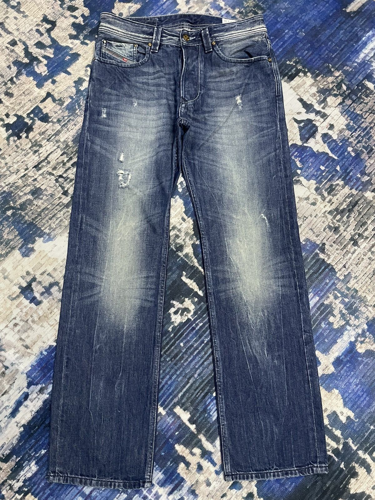 Diesel Industry Distressed Faded Straight Jeans