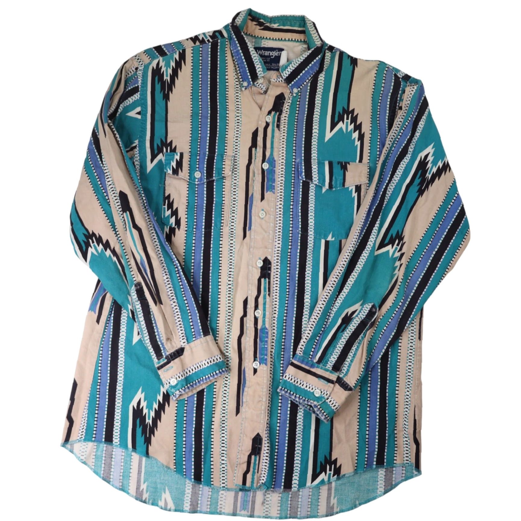 Wrangler VINTAGE Wrangler Mens Large Vertical Aztec Navajo Design Striped Western Shirt Size US L / EU 52-54 / 3 - 2 Thumbnail