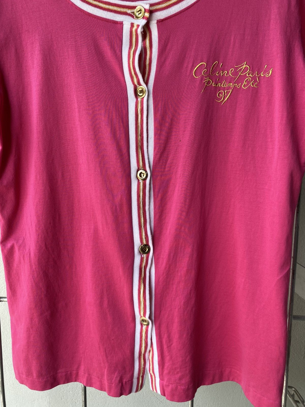 Celine Celine Pink & Gold Embroidered Blouse with Gold Buttons. Size M / US 6-8 / IT 42-44 - 7 Thumbnail