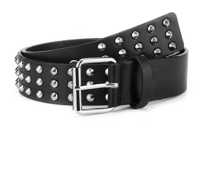 Japanese Brand Metal Rivets Pin Buckle PU Leather Belt 95 cm Size ONE SIZE - 5 Thumbnail