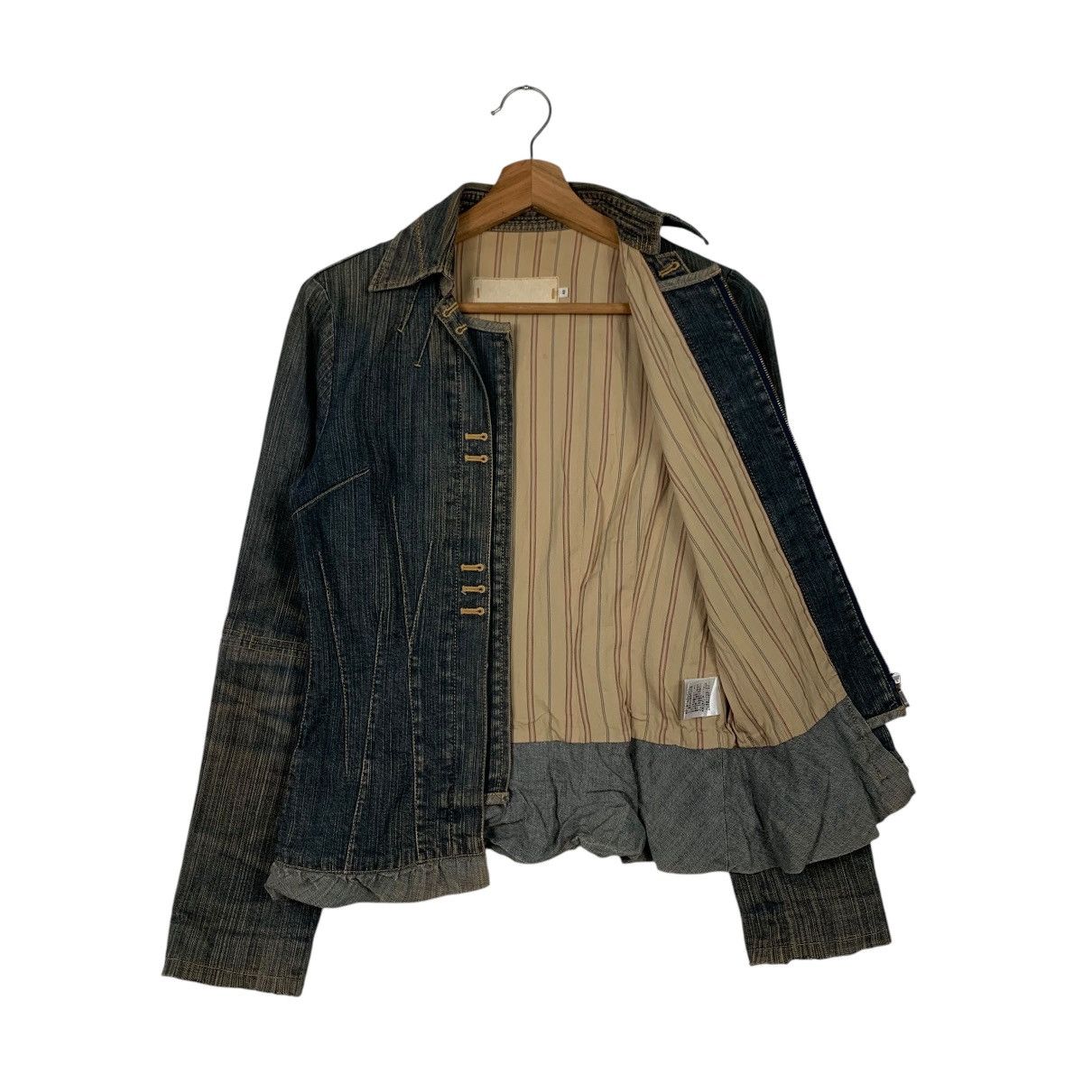Japanese Brand Trashed Zipper Jeans Jacket Womens Denim Jacket #2061-C89 Size XS / US 0-2 / IT 36-38 - 9 Thumbnail