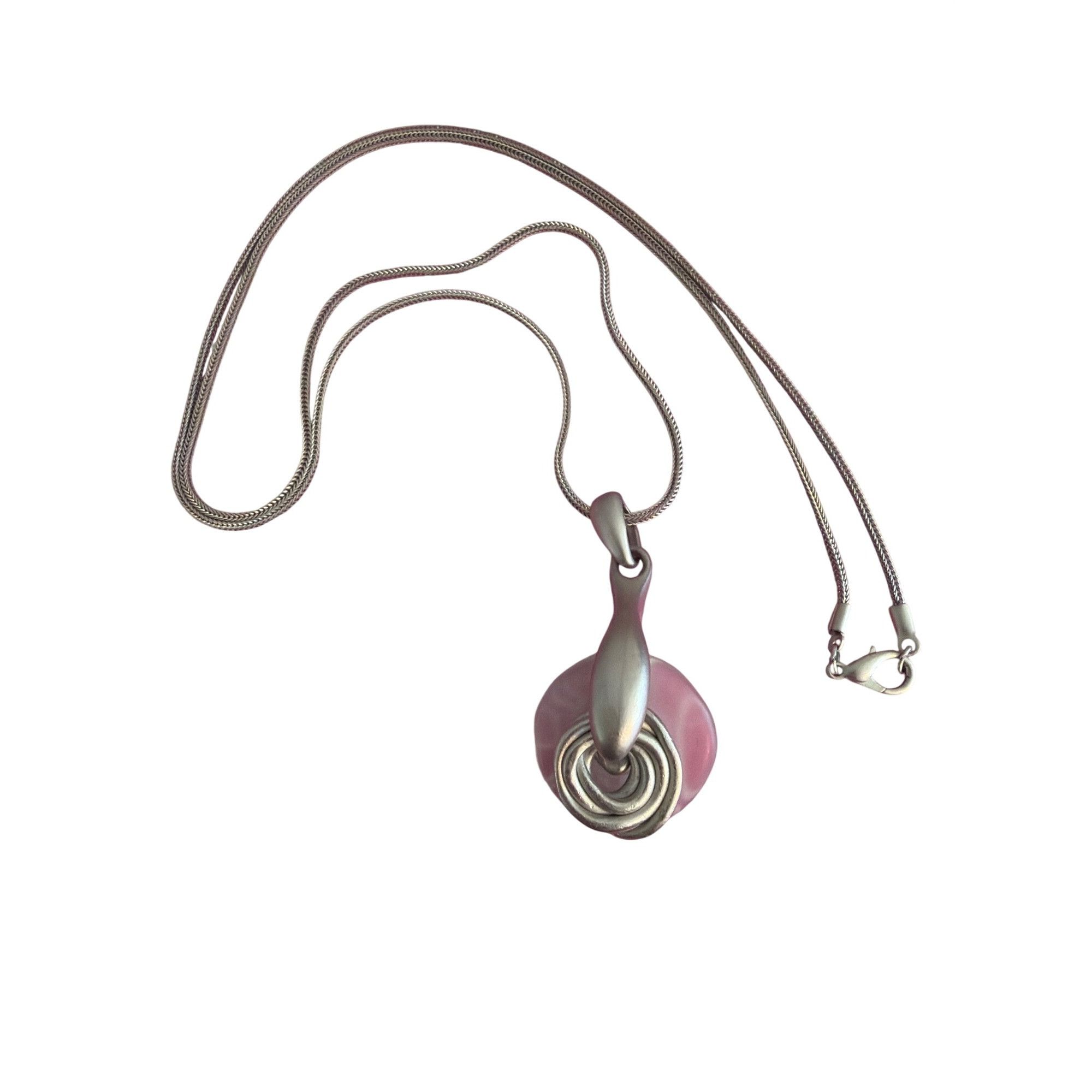 Other Stainless Steel Pendant Necklace Acrylic Accents Modernist L Size ONE SIZE - 4 Thumbnail