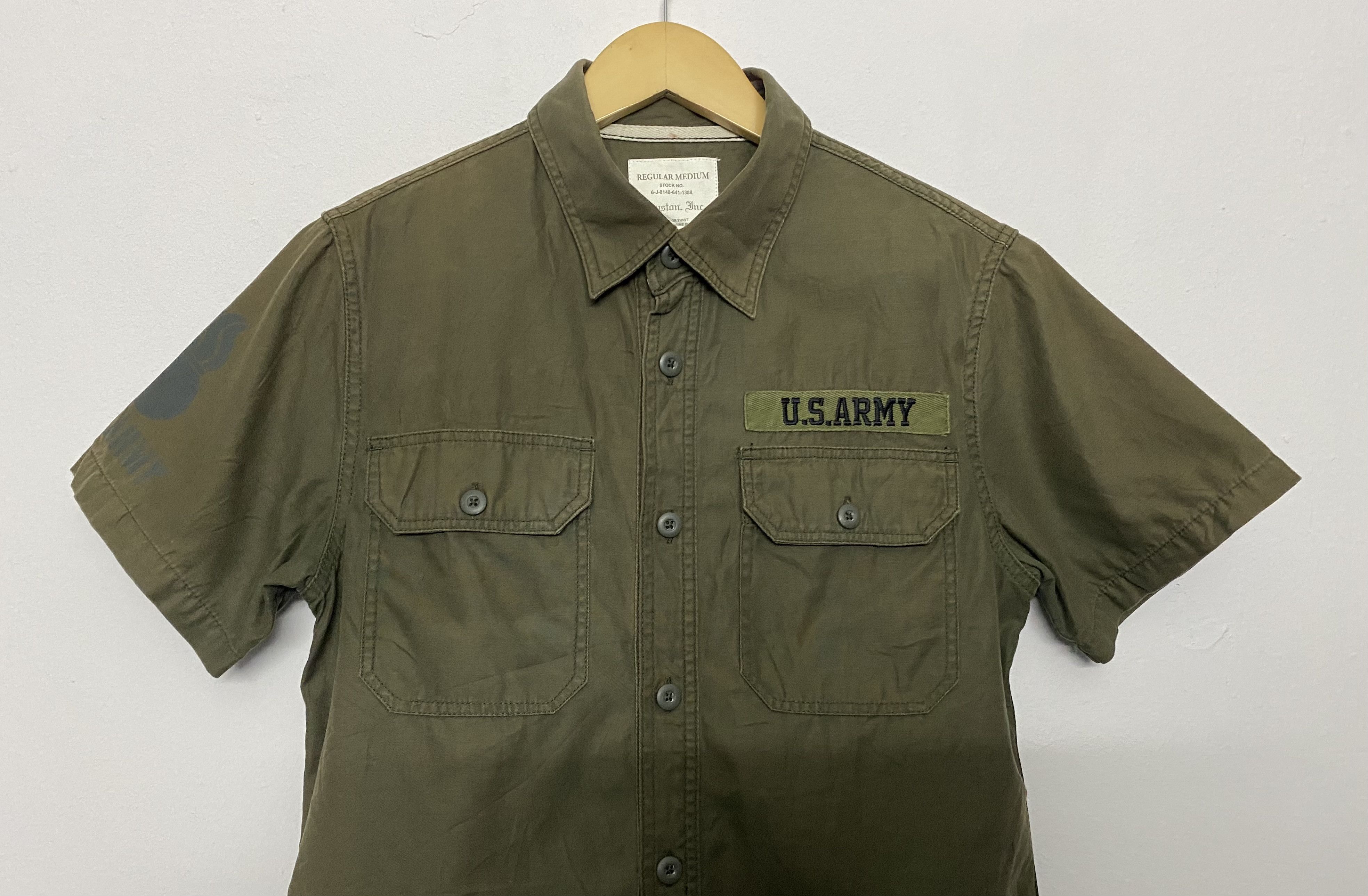 Other Houston Army Green Utility Shirt U.S. ARMY Patch Workwear Size US S / EU 44-46 / 1 - 4 Thumbnail