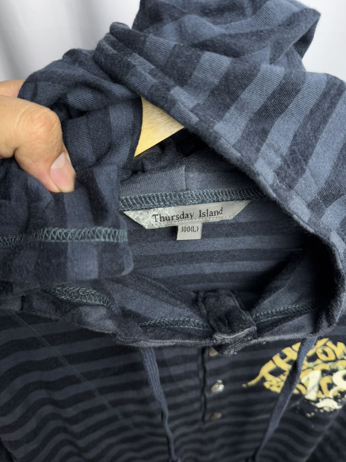If Six Was Nine × Japanese Brand × Le Grande Bleu (L.G.B.) Japanese Stripe Hoodie Like Long Sleeve Ifsix Lgb Style Size US L / EU 52-54 / 3 - 5 Thumbnail