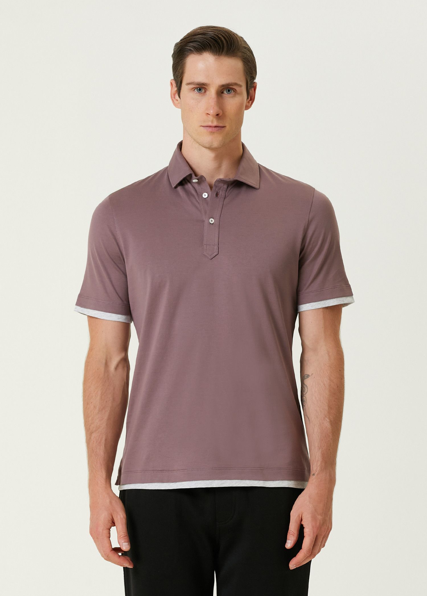 Brunello Cucinelli BRUNELLO CUCINELLI purple cotton polo shirt Medium Size US M / EU 48-50 / 2 - 1 Thumbnail