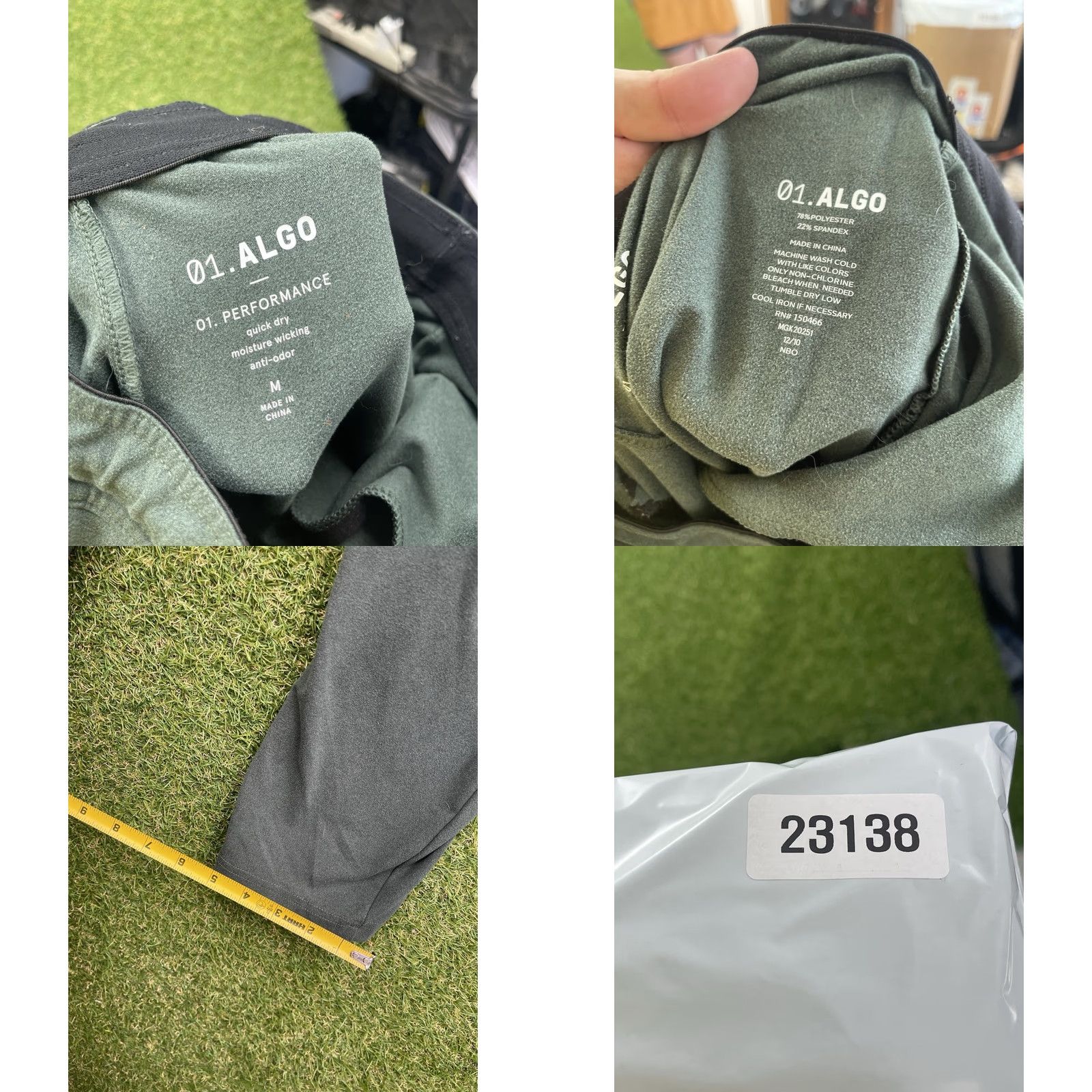 Vintage 01.Algo Performance Joggers Mens Medium Moisture Wicking Stretch Gym Sweatpants Green Polyester Blend Solid Pattern Size US 32 / EU 48 - 8 Thumbnail