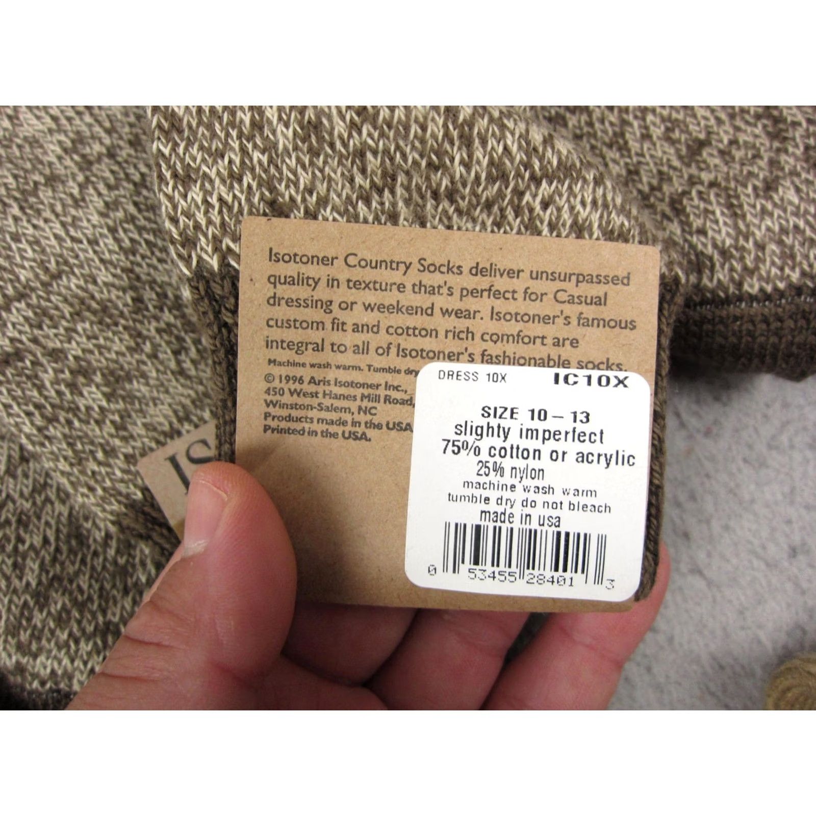 Vintage Isotoner Socks Lot of 5 Mens Size 10-13 Beige Slightly Imperfect Made in USA Outdoor USA Thermal Hiking Walking Size ONE SIZE - 6 Thumbnail