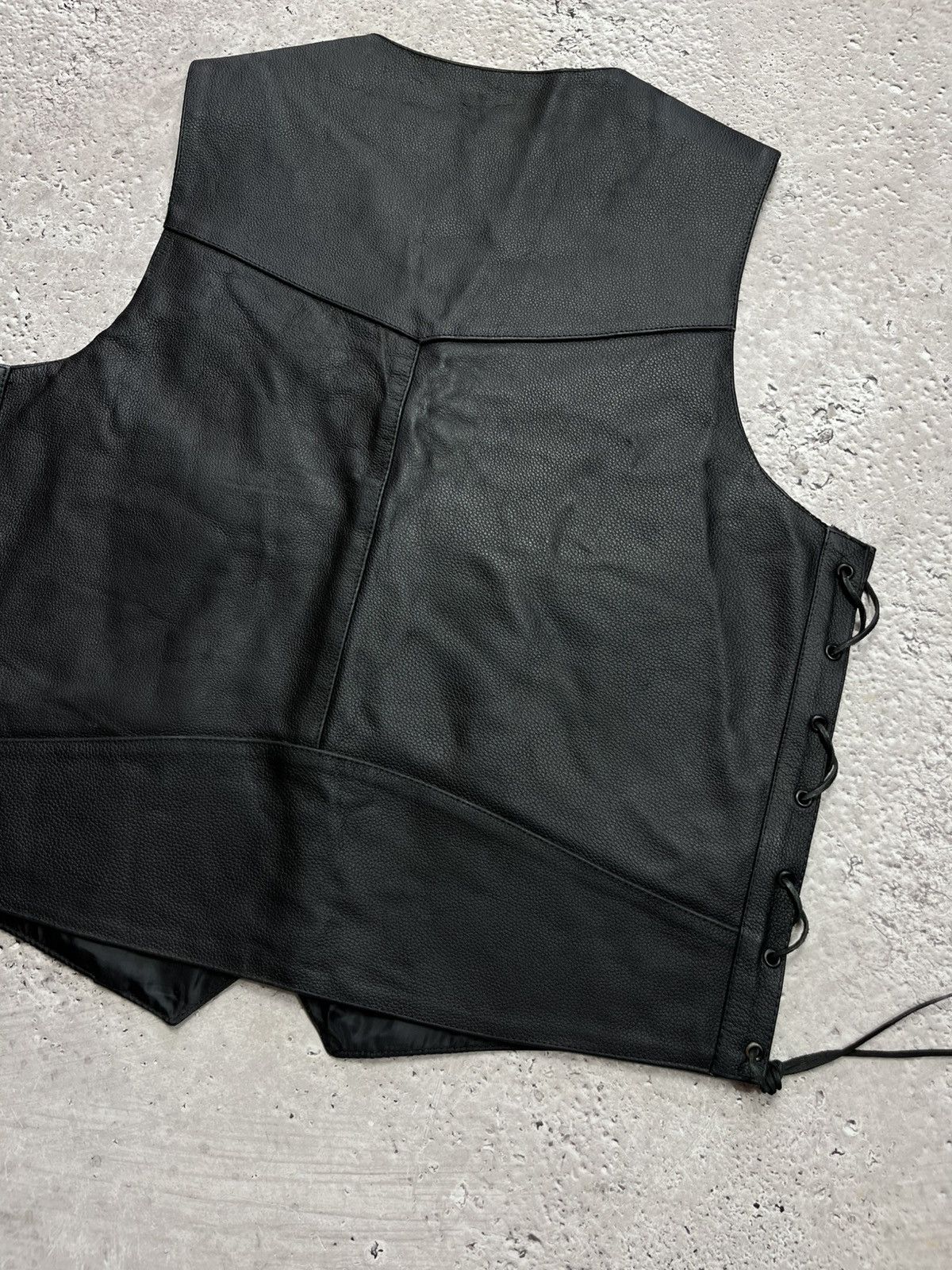 Leather XTRM Black Leather Biker Vest Lace Up Sides Size XL Size US XL / EU 56 / 4 - 11 Thumbnail
