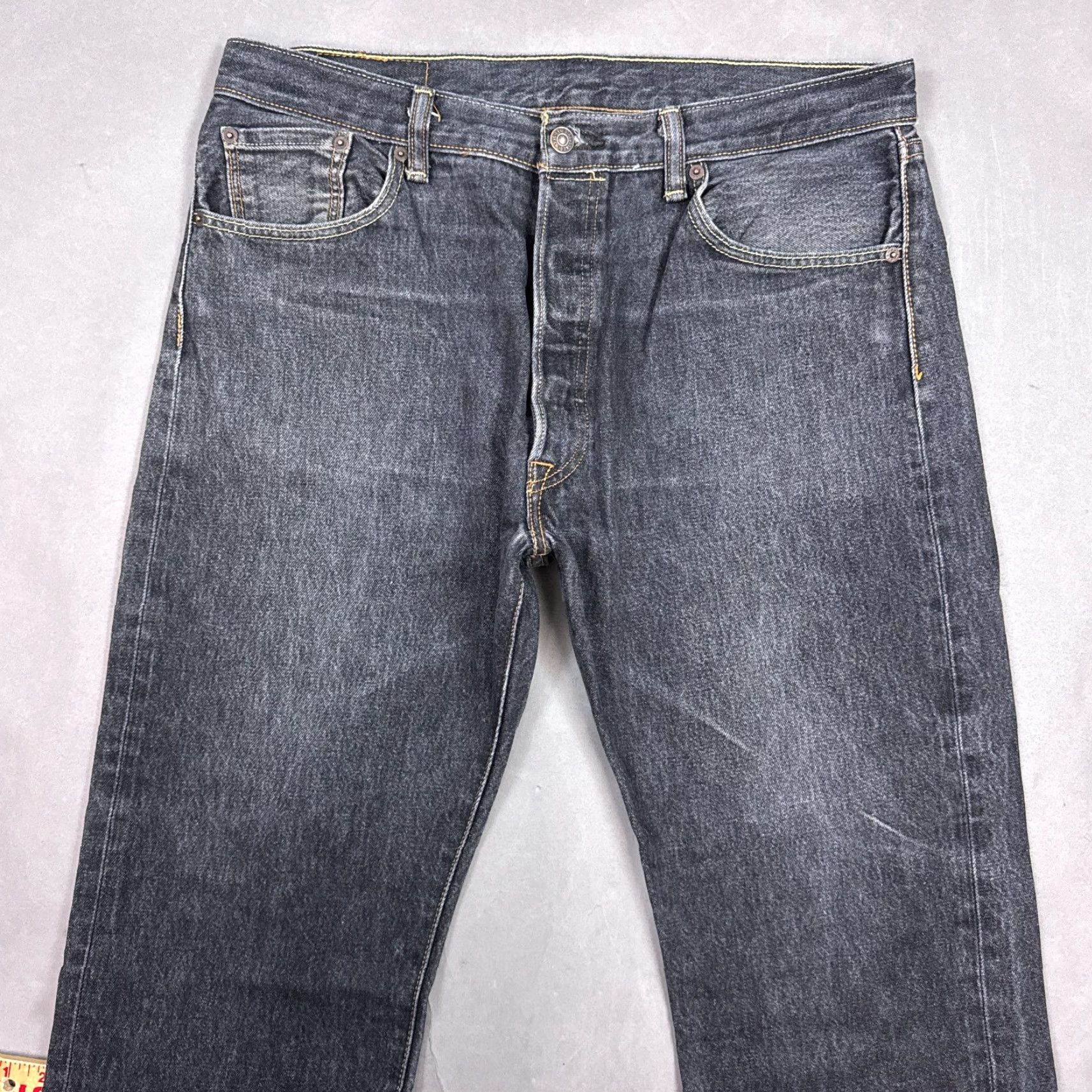 Levi's Levi's 501 Jeans Mens 36x30 Black Denim Button Fly Dark Faded Work Office Pants Straight Modern 5-Pocket Mens Regular Size Size US 36 / EU 52 - 4 Thumbnail