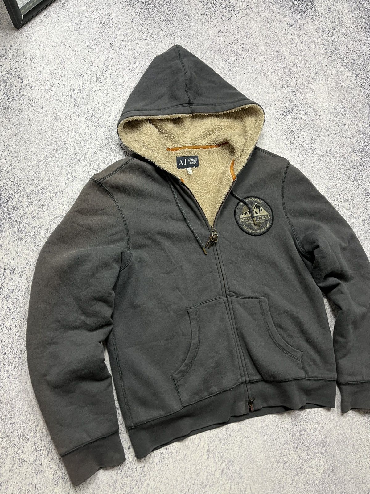 Giorgio Armani × Japanese Brand Armani Jeans Faded Japanese Fur Zip Hoodie Sherpa Jacket Size US M / EU 48-50 / 2 - 6 Thumbnail