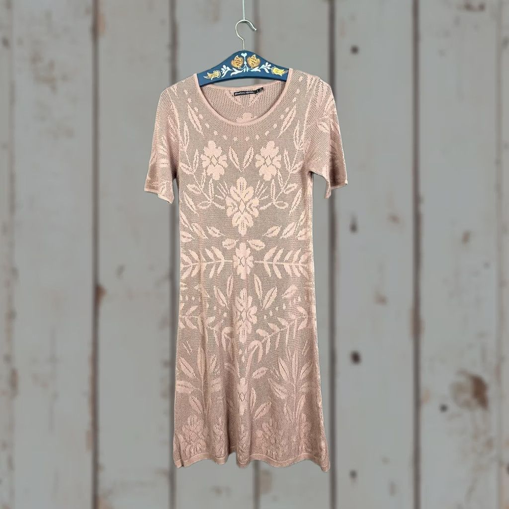 Vintage Gudrun Sjoden Womens Mini Dress S Brown Floral Short Sleeve Crew Neck Size 28" / US 6 / IT 42 - 1 Thumbnail