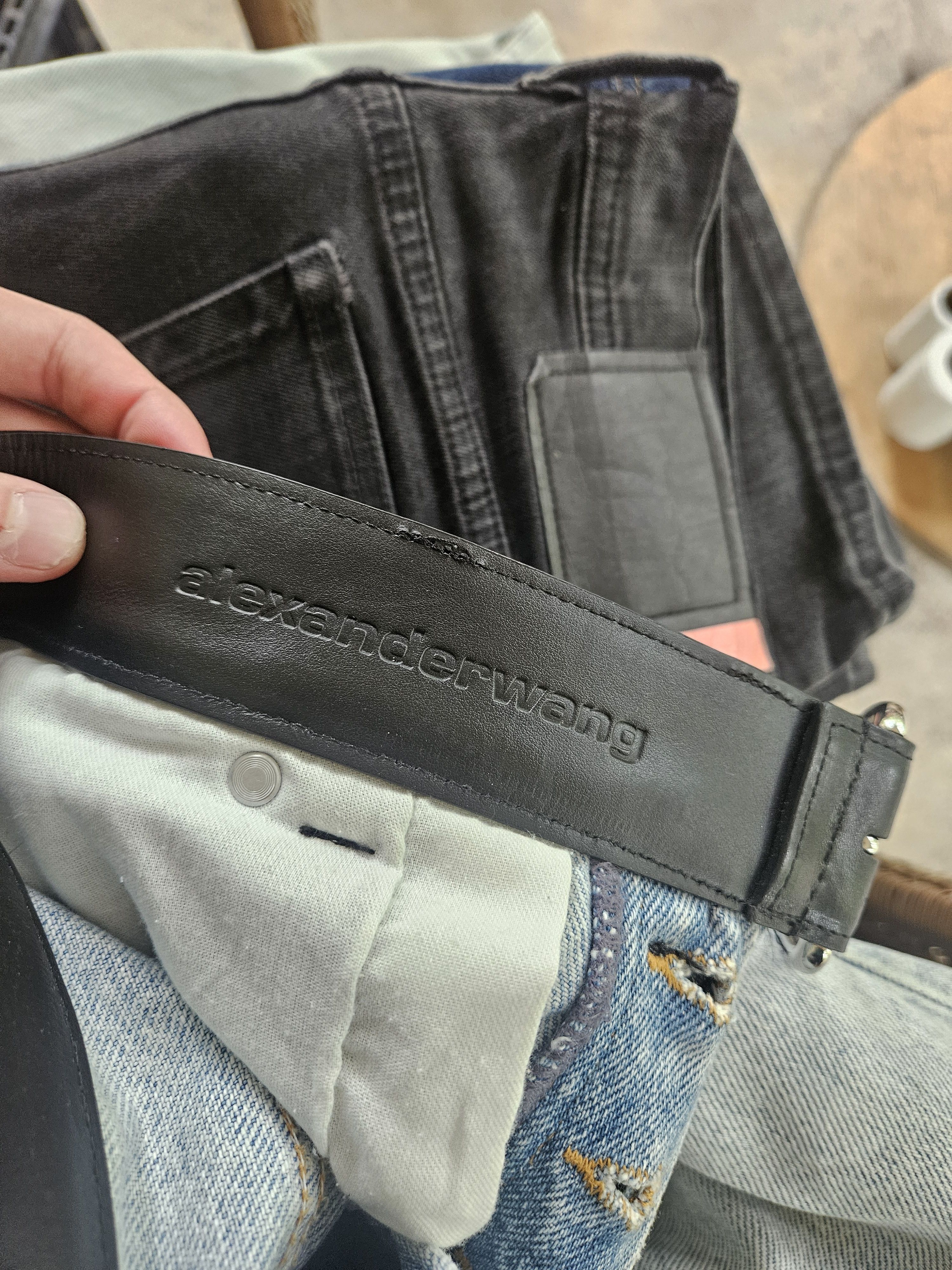 Alexander Wang Black Belt Waist Baggy Blue Denim Jeans Size US 32 / EU 48 - 9 Thumbnail