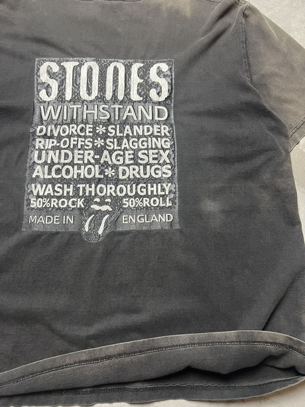 The Rolling Stones Vtg Sun Faded THE ROLLING STONES Withstand Band Tee Size US L / EU 52-54 / 3 - 5 Thumbnail