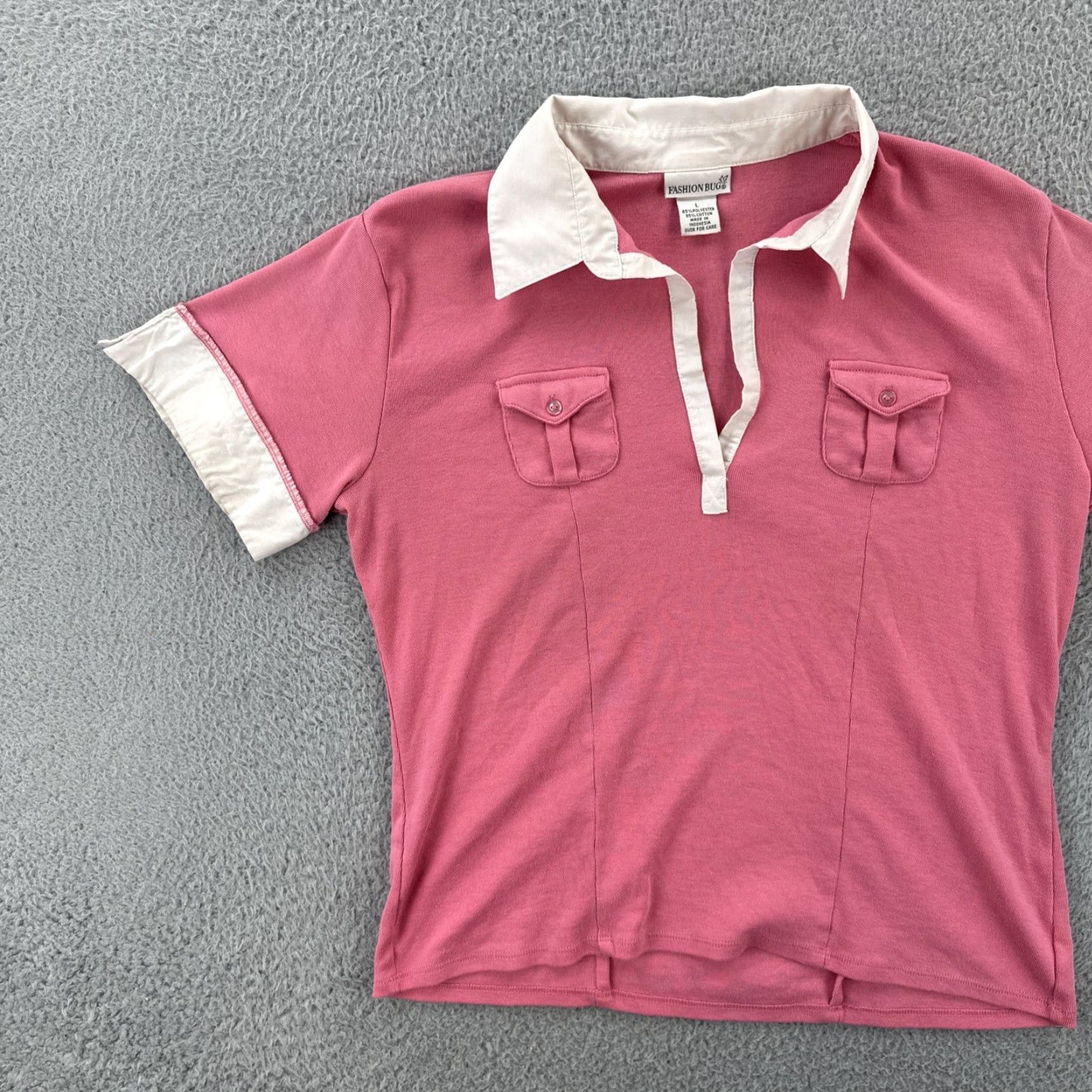 Vintage VINTAGE Fashion Bug Women Polo Shirt Pink Collared 90s Shirt Ladies L EUC Size L / US 10 / IT 46 - 3 Thumbnail