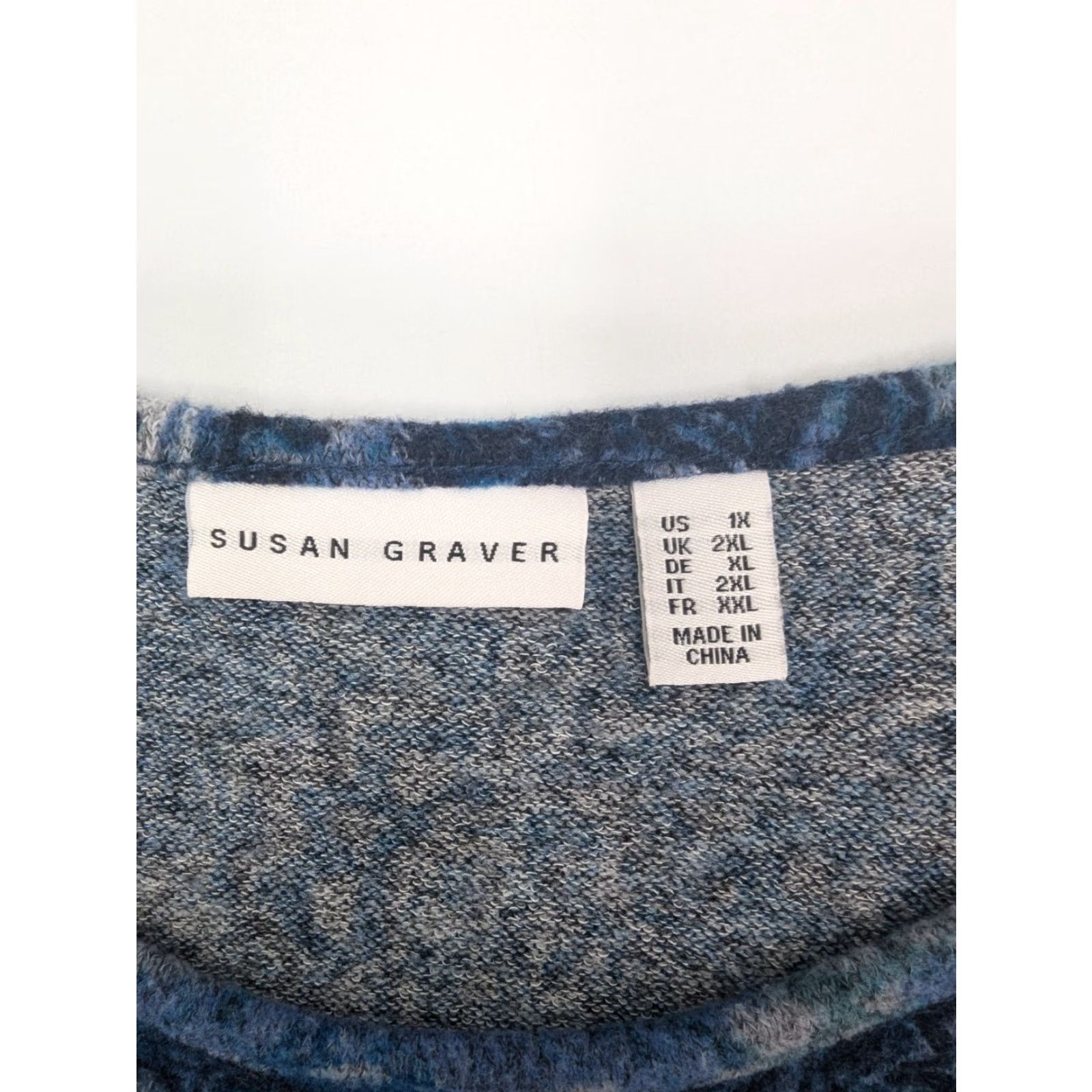Vintage Susan Graver Printed Sweater Knit Long Sleeve Tunic Womens 1X Purple Knit Polyester 1X Tunic Sweater Ladies Size XL / US 12-14 / IT 48-50 - 7 Thumbnail