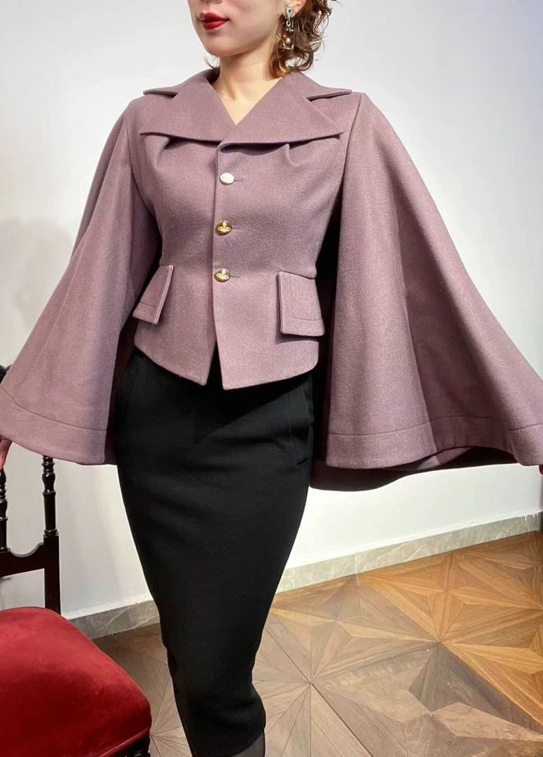 Vivienne Westwood Vivienne Westwood Grayish-purple cloak-style wool coat Size M / US 6-8 / IT 42-44 - 2 Thumbnail