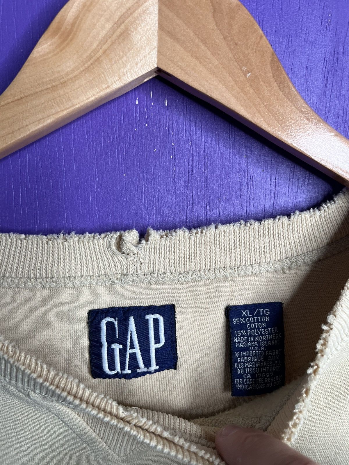Gap × Vintage Vintage 90s GAP essential blank sweatshirt Size US XL / EU 56 / 4 - 4 Thumbnail