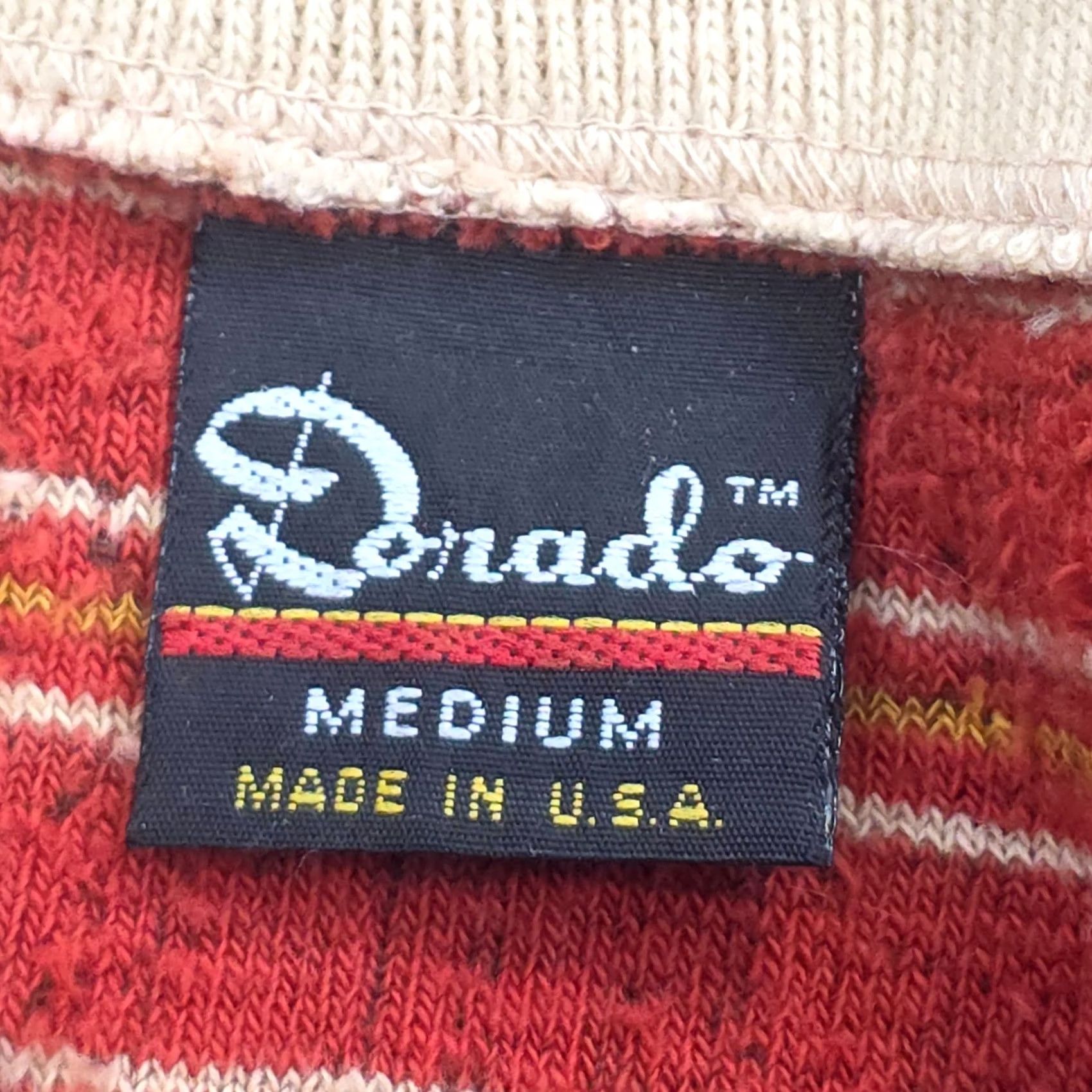 Velour VINTAGE Dorado Shirt Henley Long Sleeve Striped Men's Medium Orange Velour USA Shirt Mens Size US M / EU 48-50 / 2 - 4 Thumbnail