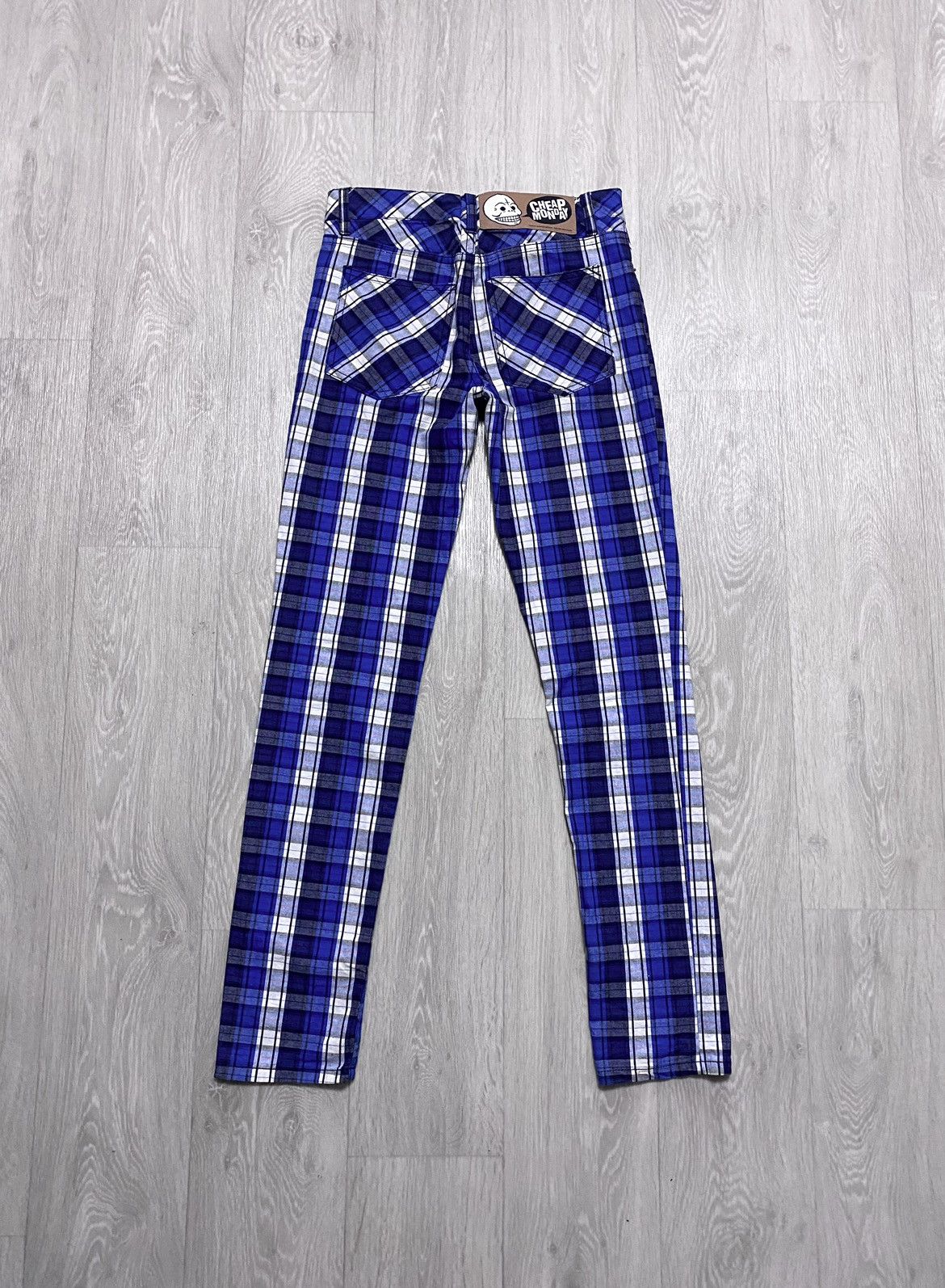 Cheap Monday Cheap Monday Tight Blue Check Plaid Chino Pants Trousers Size 29" - 6 Thumbnail
