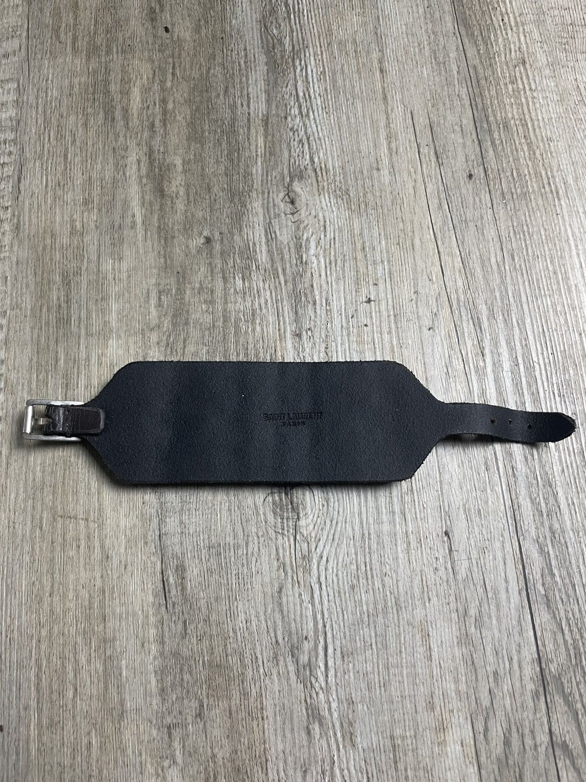 Saint Laurent Paris Sample hedi Black Studded Leather Cuff bracelet Size ONE SIZE - 3 Thumbnail
