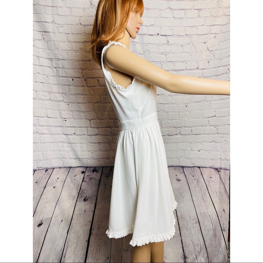 Kate Spade Kate Spade Ruffle Trim Fit & Flare White Dress Size 4 Size S / US 4 / IT 40 - 3 Thumbnail