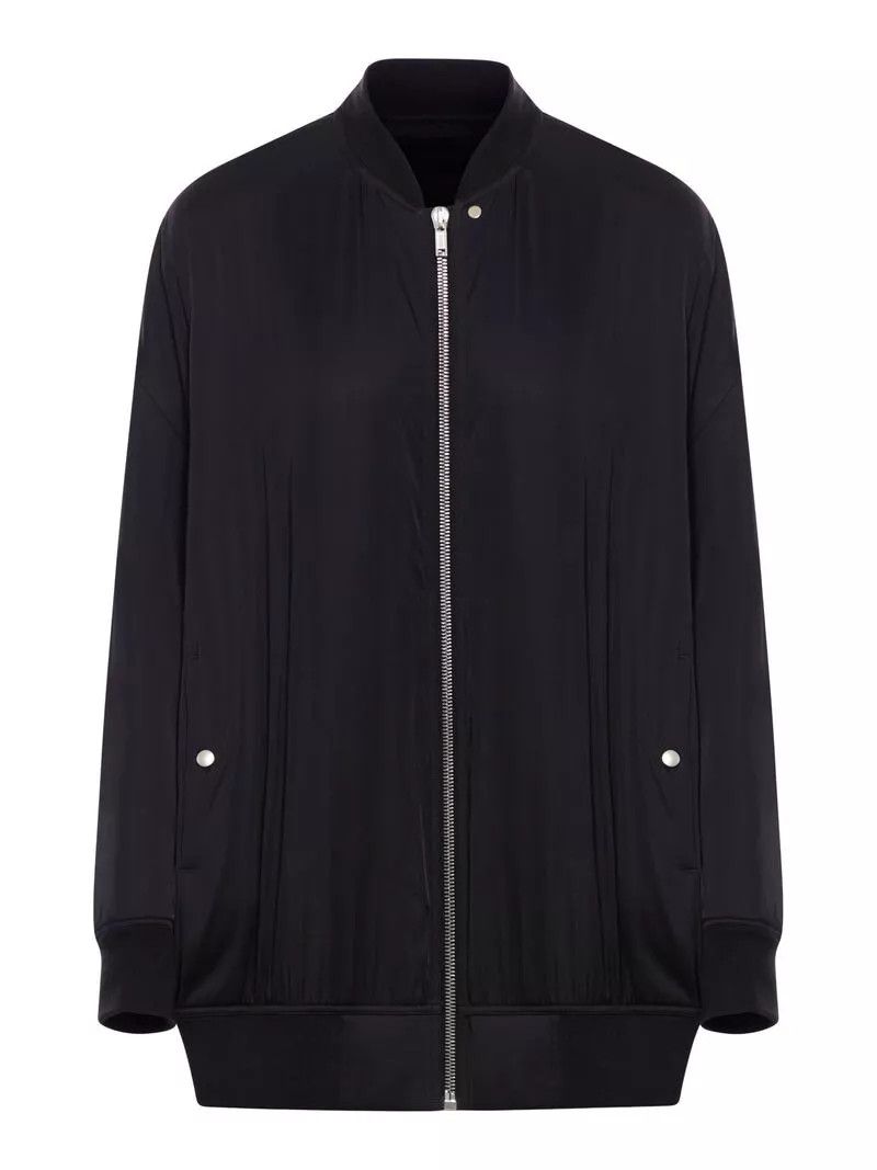 Rick Owens Rick Owens Black Washed Charmeuse Flight Jacket New Size ONE SIZE - 1 Thumbnail