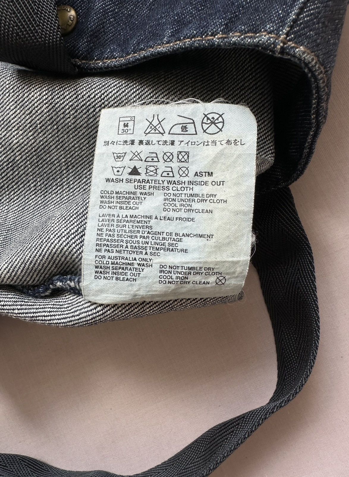 Prada Prada red tab 00s denim shopper tote bag Size ONE SIZE - 6 Thumbnail
