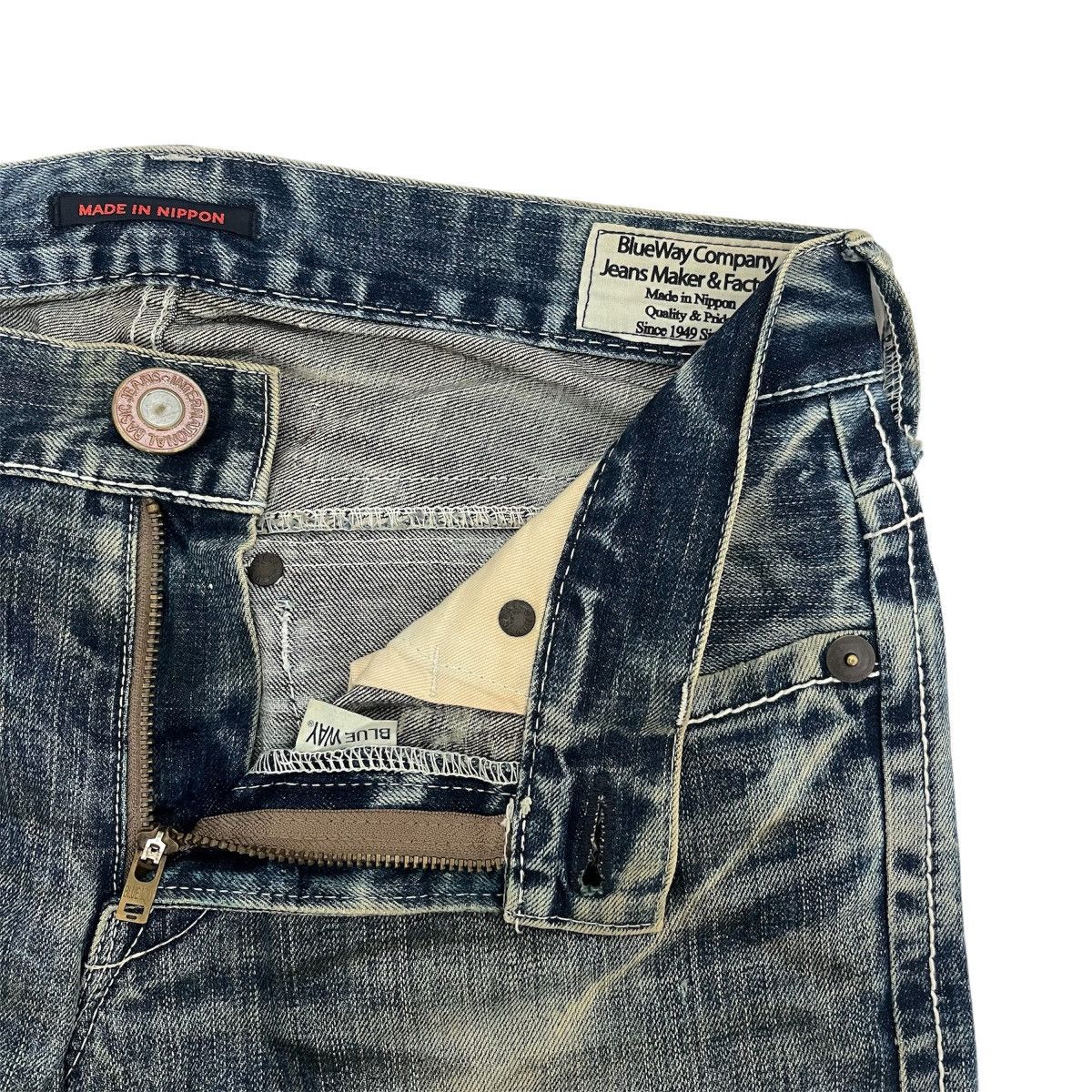 If Six Was Nine FLARED BLUE WAY CLAWMARK DISTRESSED DENIM PANT BOOTCUT JEANS Size US 32 / EU 48 - 7 Thumbnail