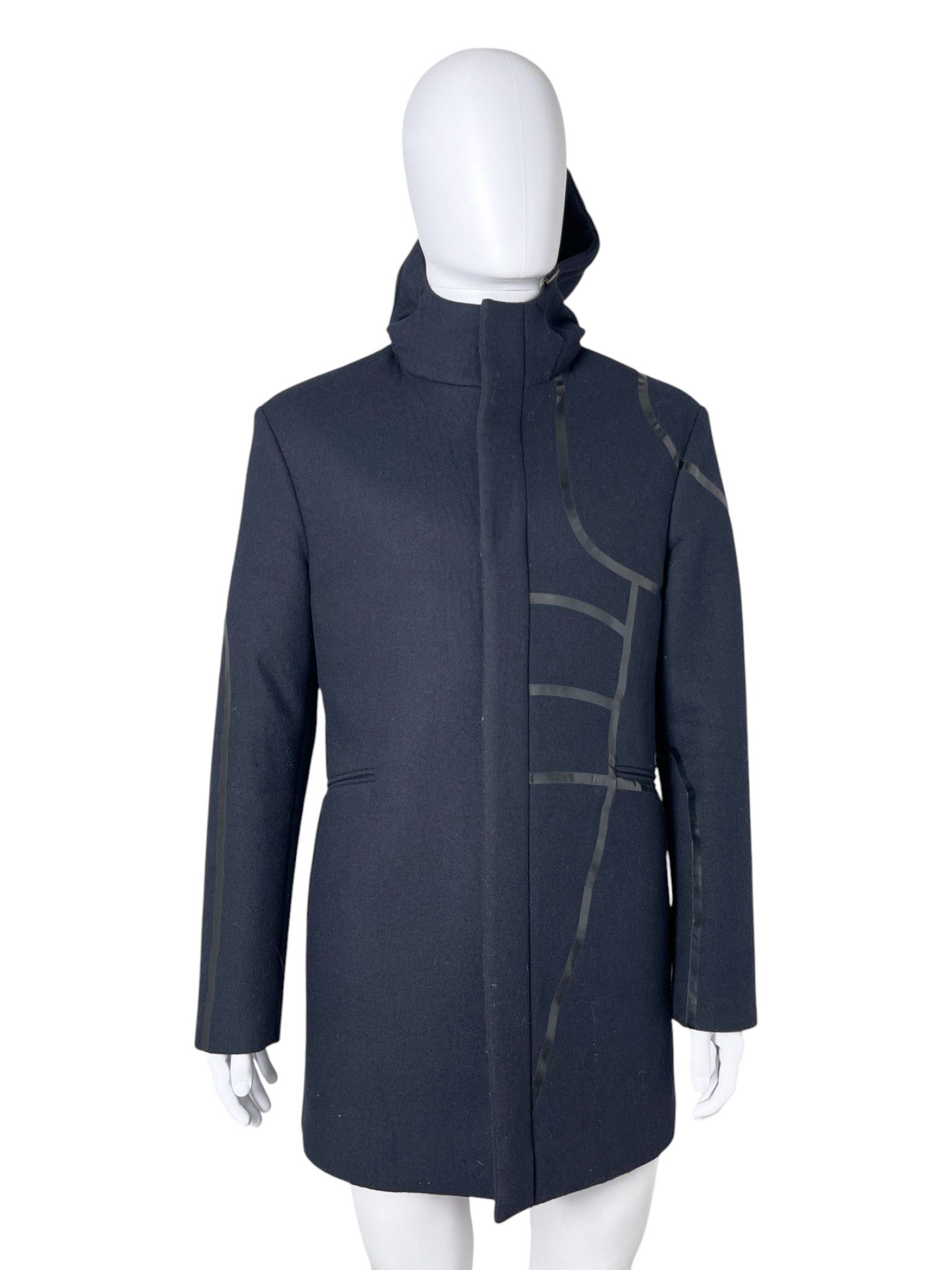 Dirk Bikkembergs 2010's Blue Wool Hooded Parka Size US L / EU 52-54 / 3 - 1 Thumbnail
