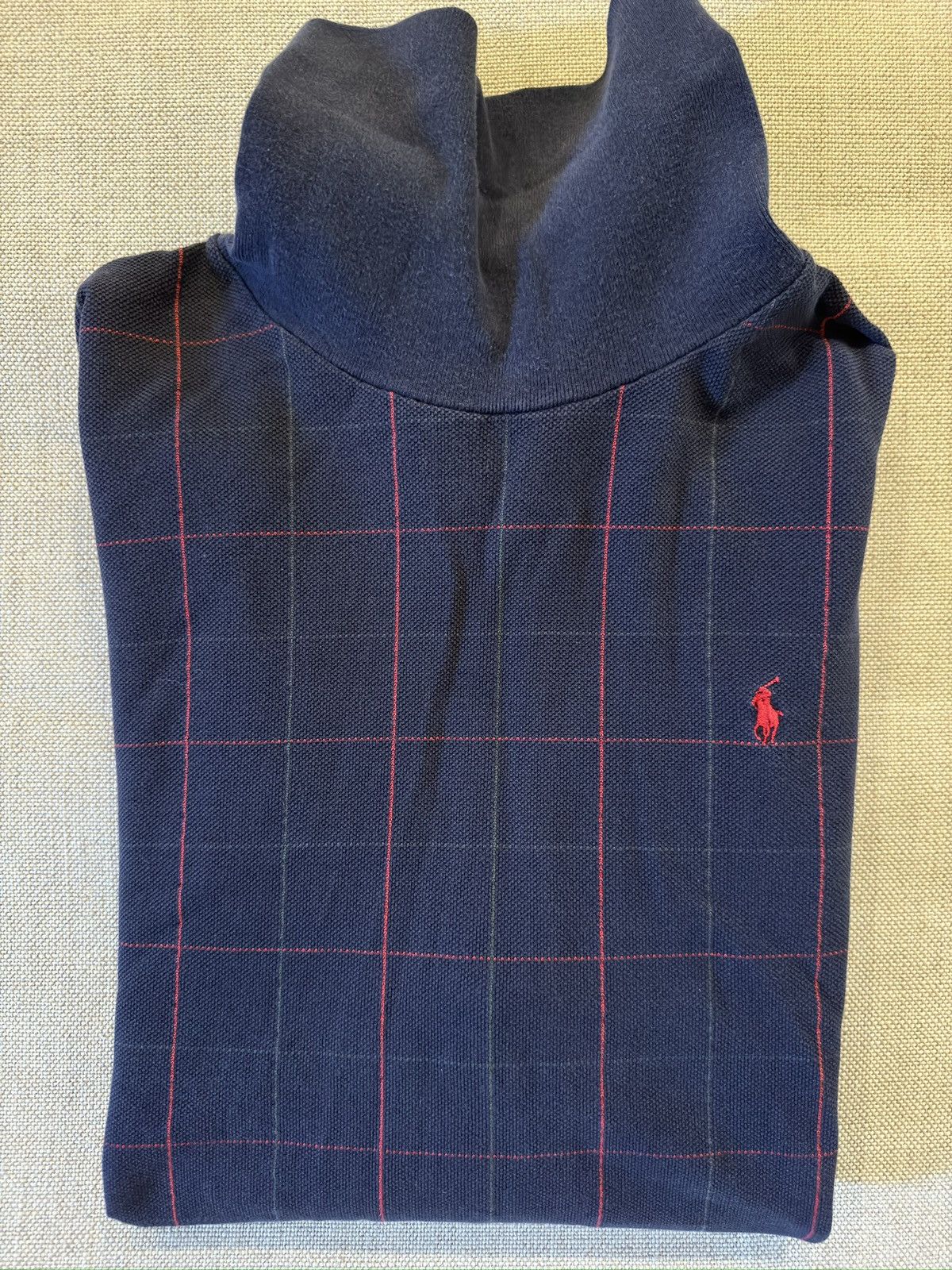 Polo Ralph Lauren × Vintage POLO RALPH LAUREN Vintage Check Cotton Turtleneck Sweater Size US XL / EU 56 / 4 - 1 Thumbnail