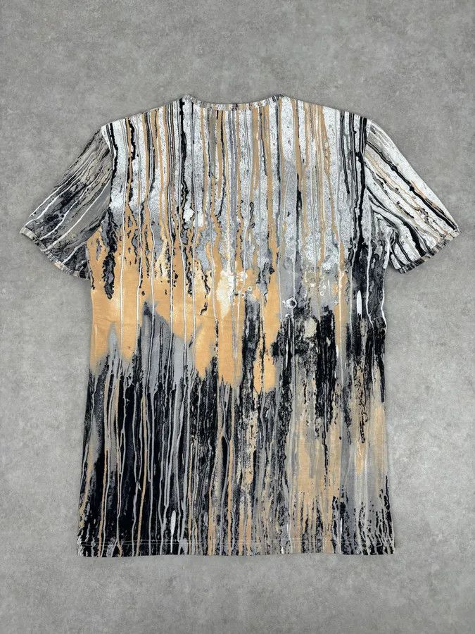 Roberto Cavalli 2000s Roberto Cavalli Beige Striped Abstract Painting T-Shirt Size US S / EU 44-46 / 1 - 5 Thumbnail