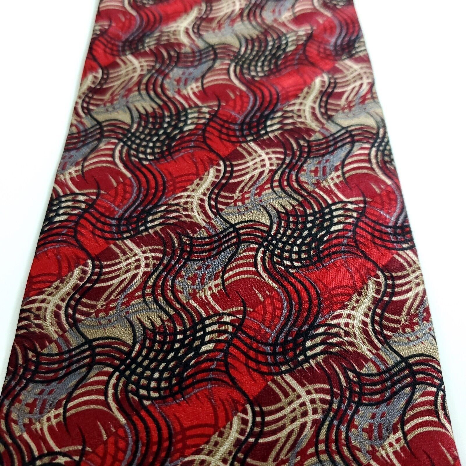Liz Claiborne Crazy Horse Claiborne Stain Resistant Print Red Tan Abstract Size ONE SIZE - 2 Thumbnail