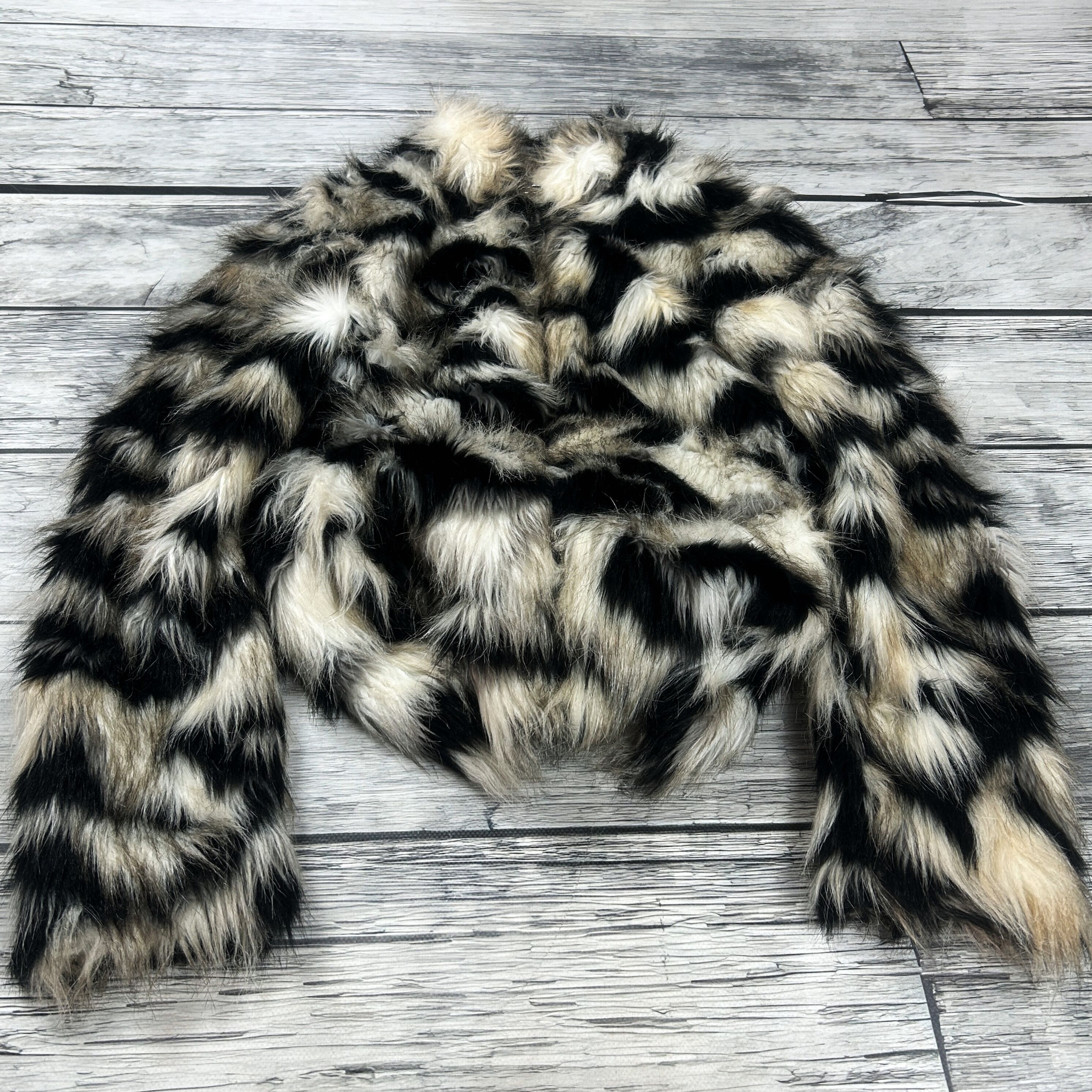 Japanese Brand Faux Fur Jacket Cropped Patchwork Grunge Coquette Y2K Core Size US S / EU 44-46 / 1 - 1 Thumbnail