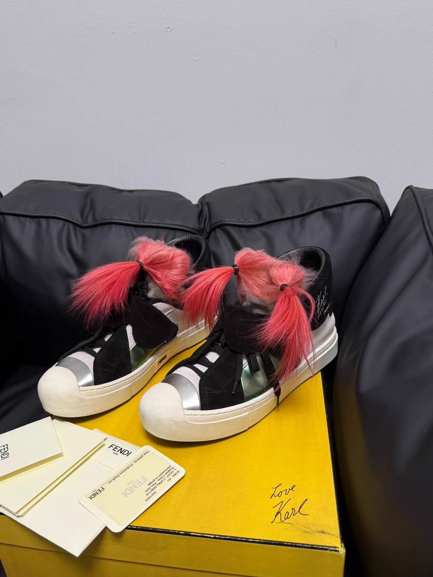 Fendi Fendi Karl Lagerfeld Pink Fur Sneakers Men 41 Unique Size US 8 / EU 41 - 4 Thumbnail