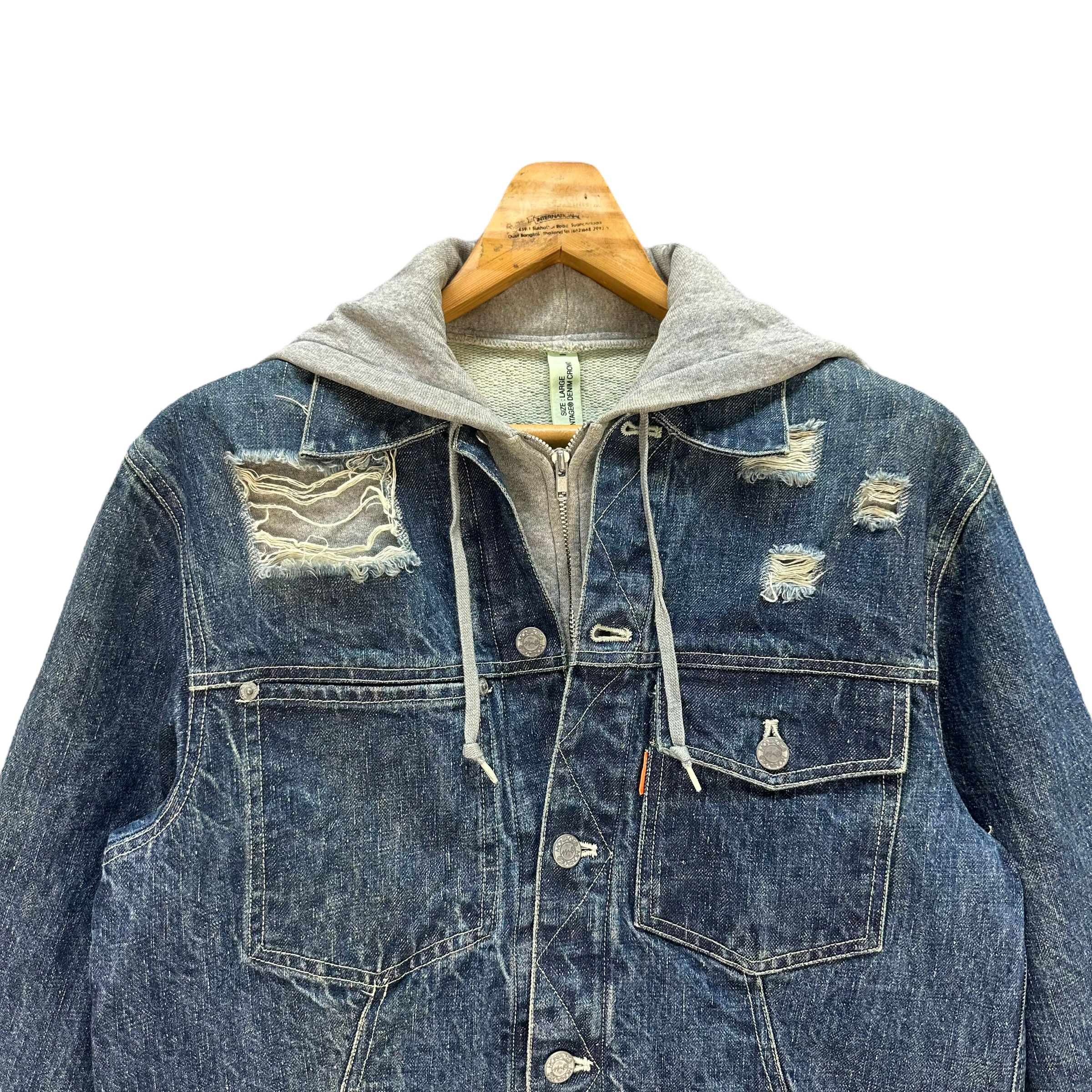 Japanese Brand MONTAGE DENIM CROWD DISTRESSED DOUBLE LAYER JACKET #8391-007 Size US L / EU 52-54 / 3 - 2 Thumbnail