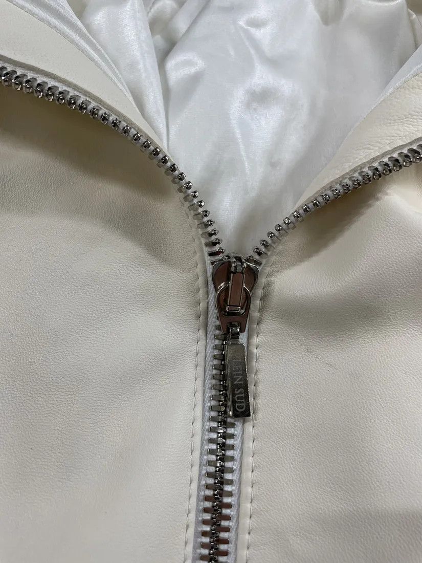 Vintage 2000s Plein Sud Leather Creme Front Zip Tunic Size M / US 6-8 / IT 42-44 - 6 Thumbnail