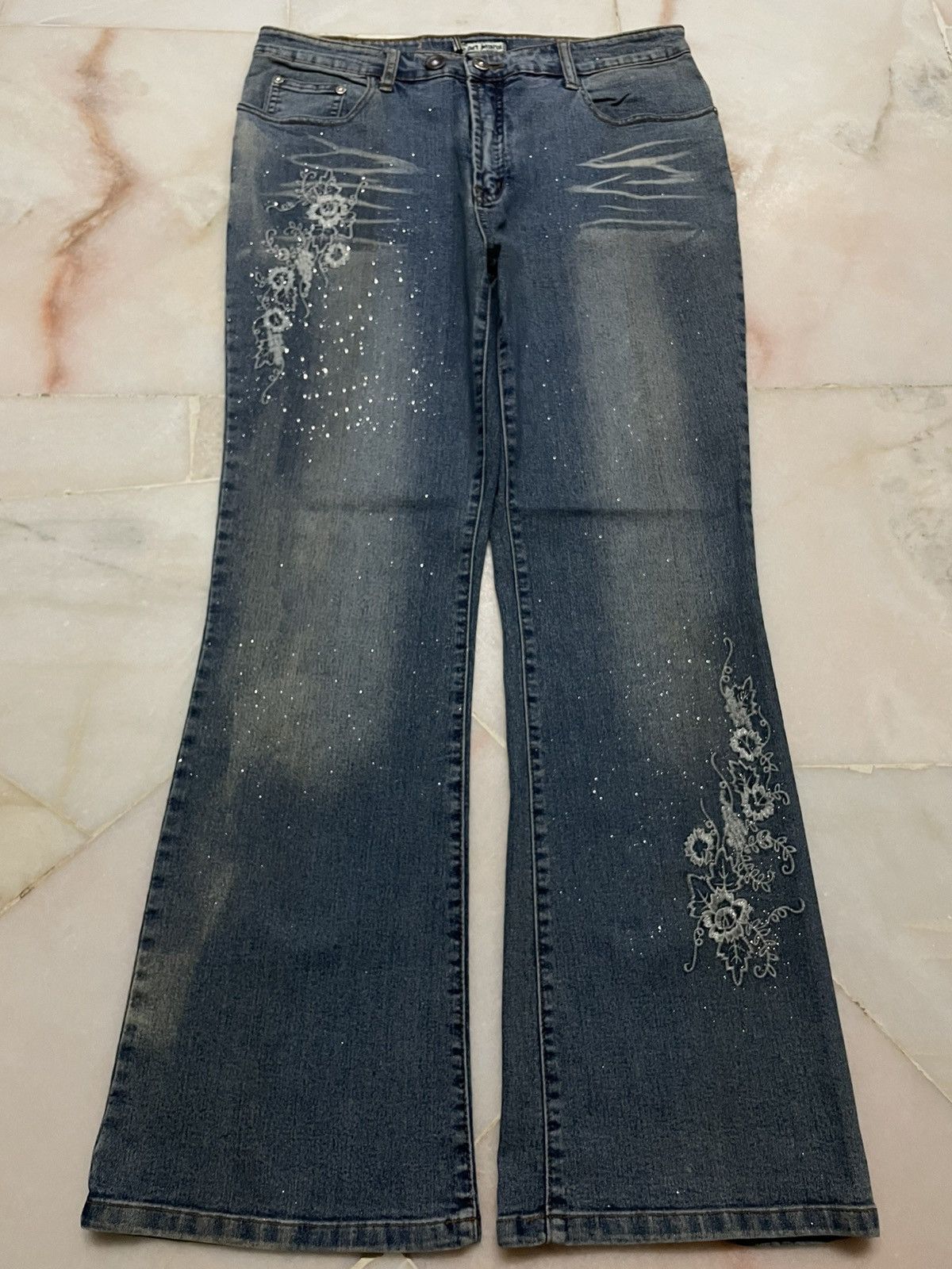 💥Rare💥Vintage Japanese Flora Art Embroidery Bootcut Jean