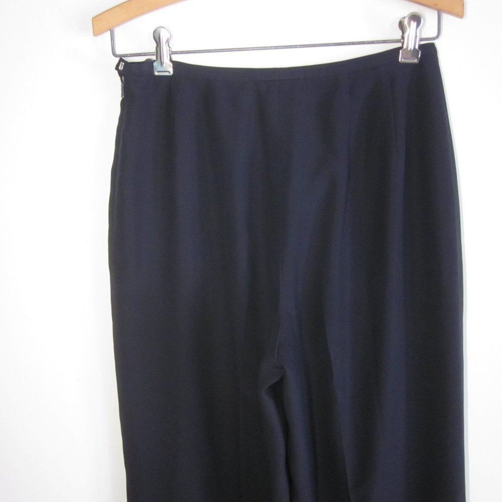 Good Worth & Co. Worth Silk Wide Leg Trousers Black/ Very Dark Navy Blue Drap Size 28" / US 6 / IT 42 - 8 Thumbnail