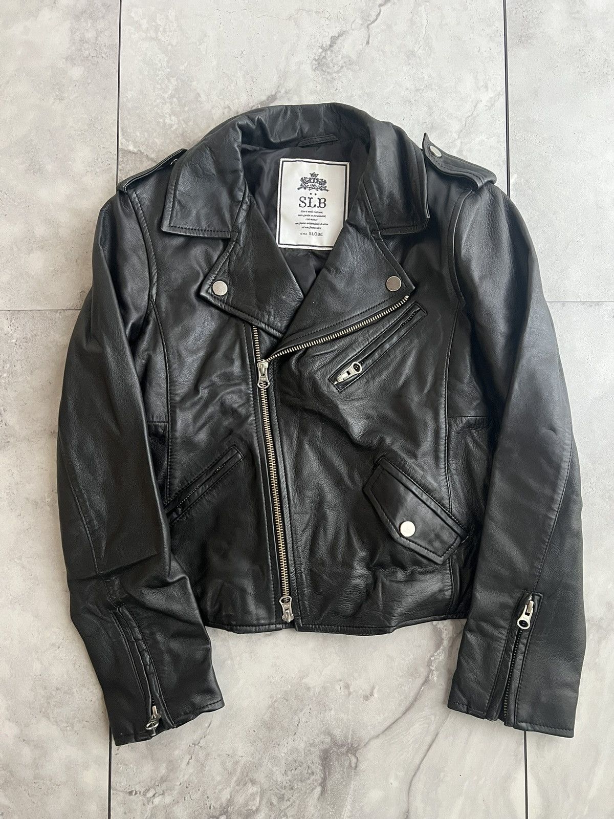 Japanese Brand SLB Vintage Cropped Leather Biker Jacket Size US XS / EU 42 / 0 - 1 Thumbnail
