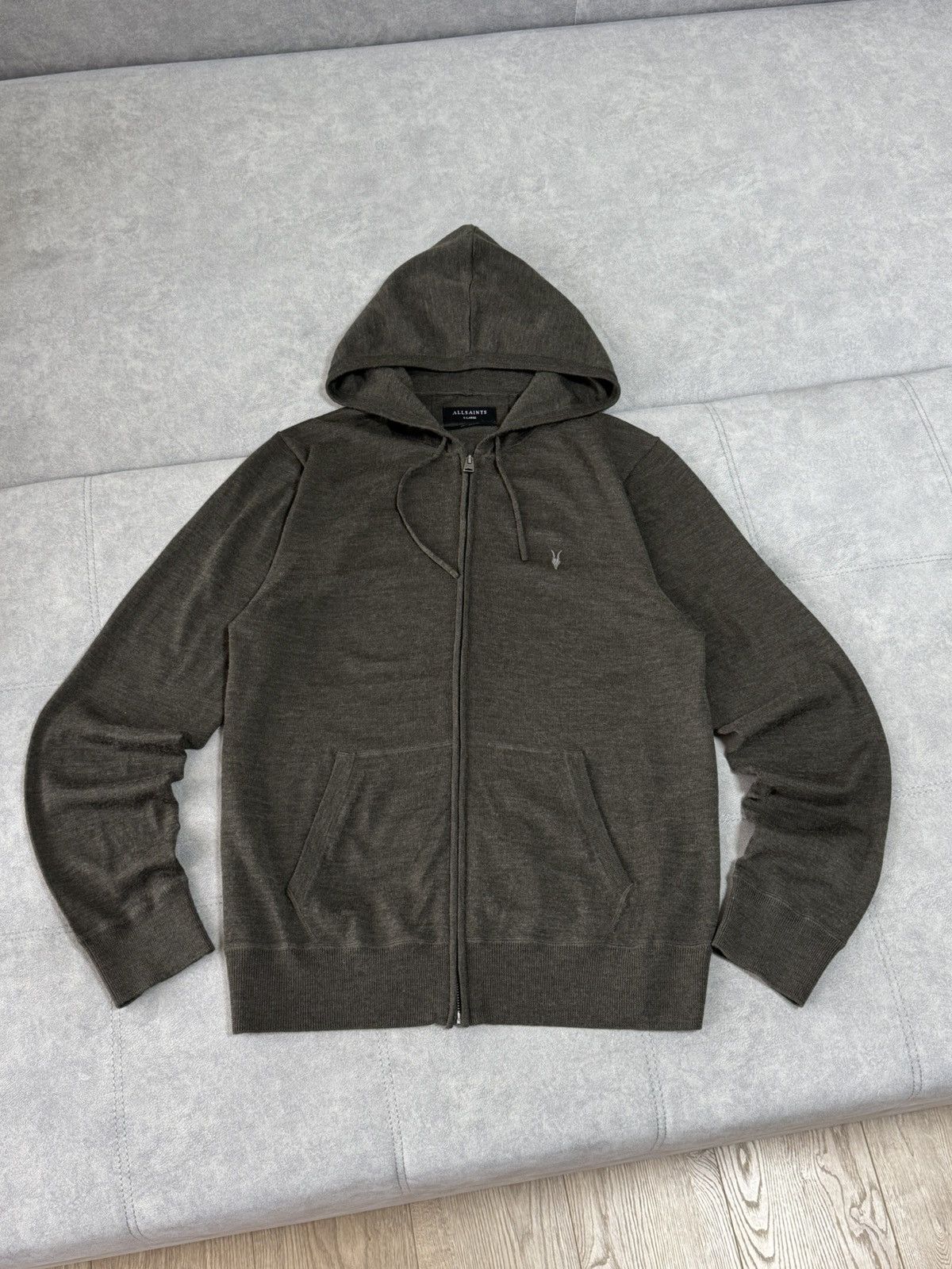 Allsaints × Vintage Vintage Allsaints wool green military zip hoodie size XL Size US XL / EU 56 / 4 - 1 Thumbnail