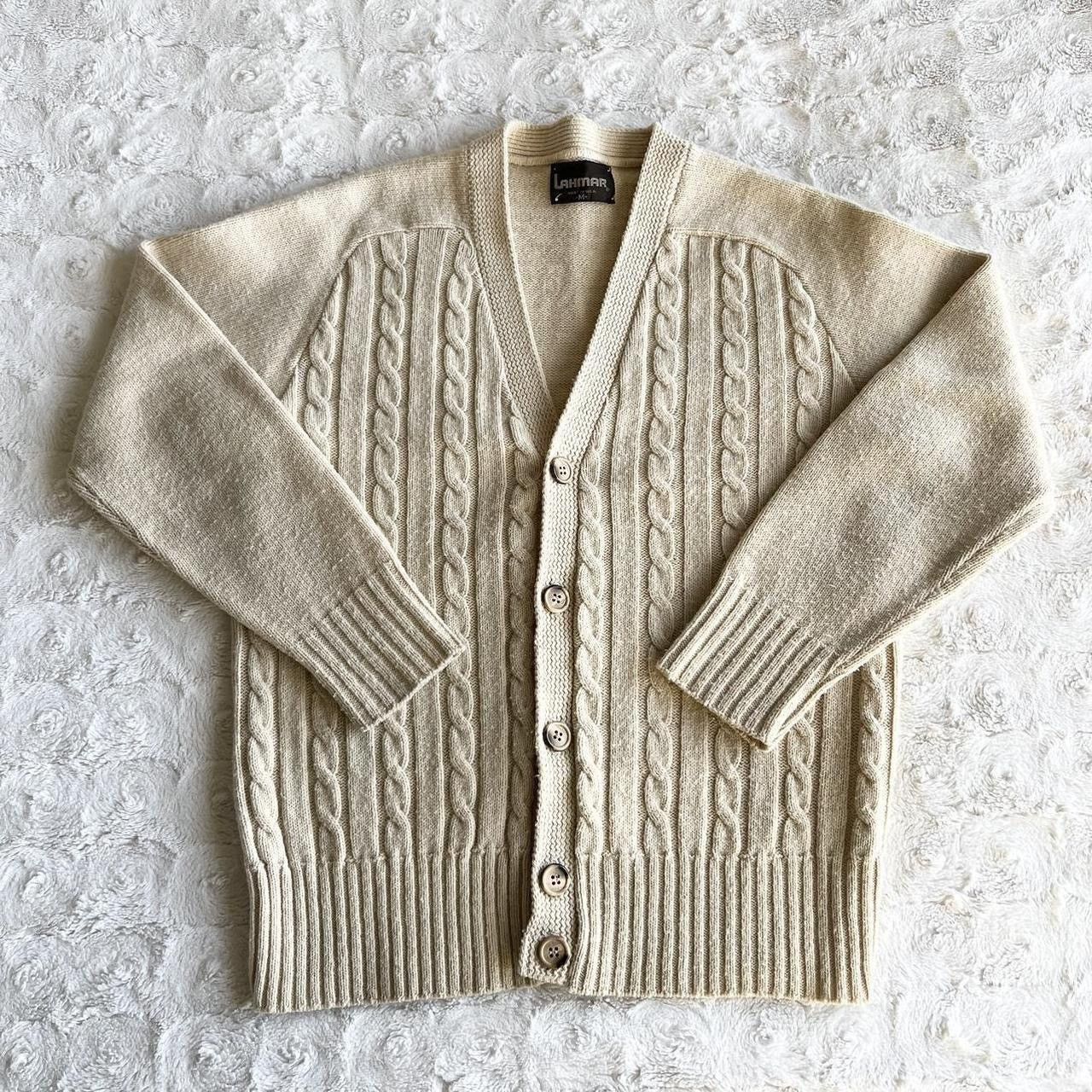 Other Vintage Cardigan Sweater Womens Medium Cream 70s Cable Knit Size M / US 6-8 / IT 42-44 - 1 Thumbnail