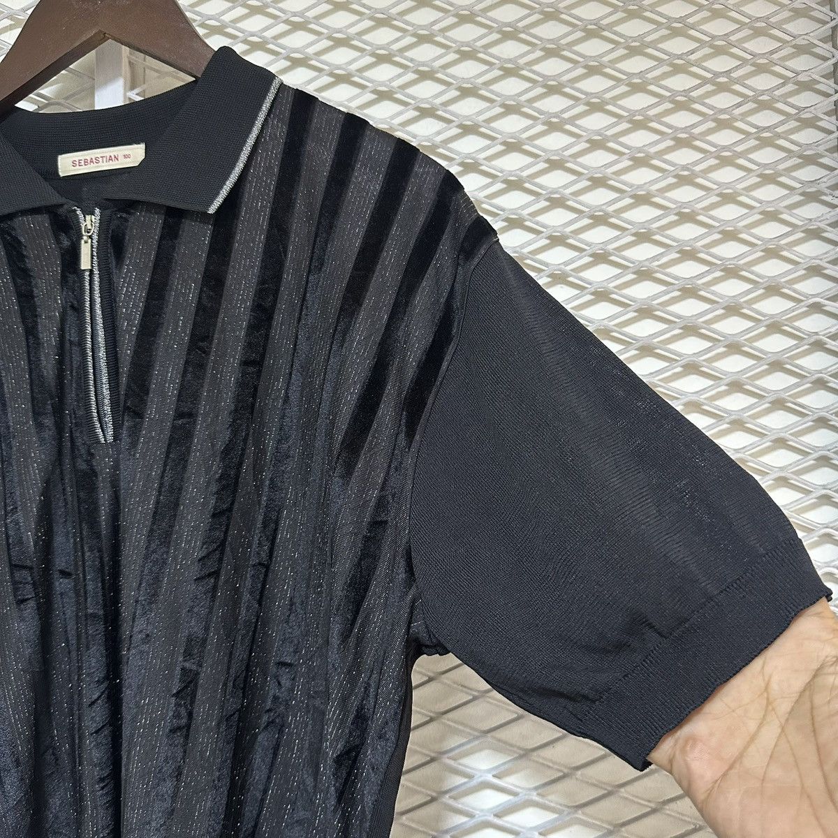 In The Attic Sebastian Striped Glitter Halfzip Golf Shirt Size US M / EU 48-50 / 2 - 4 Thumbnail