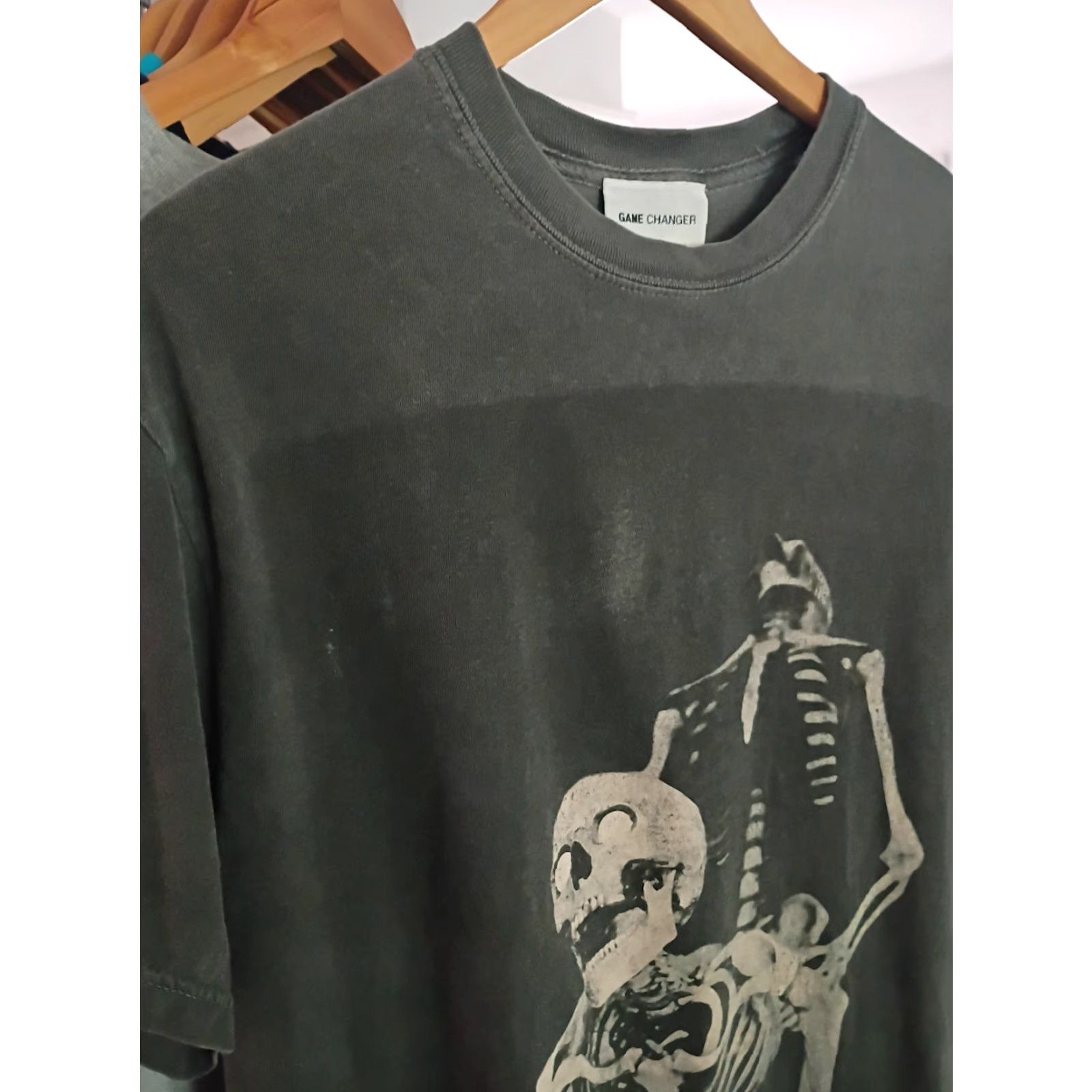 Vintage VINTAGE Crazy Game Changer Skeleton T-shirt L Gray Mens Size L T-Shirt Back Graphic Skull Saying 90s? Size US L / EU 52-54 / 3 - 3 Thumbnail