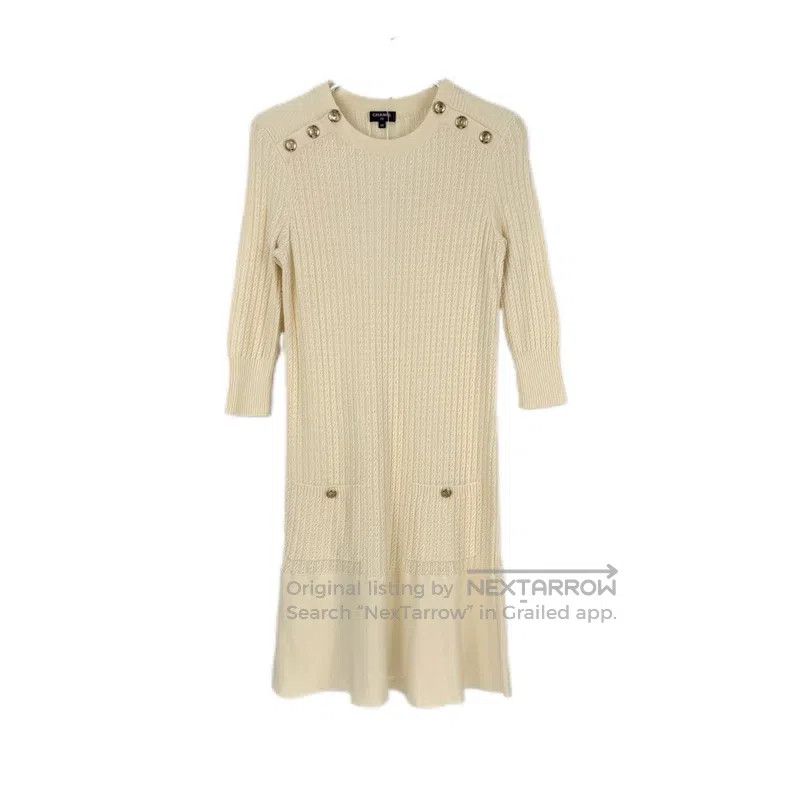 Chanel Chanel Beige hemp vertical pattern shoulder gold buckle kn Size XS / US 0-2 / IT 36-38 - 1 Thumbnail
