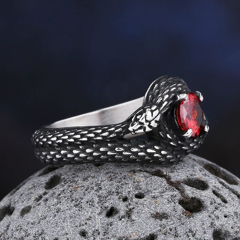 Japanese Brand × Jewelry × Vintage Snake Ring with Red Stone Ring Size ONE SIZE - 2 Thumbnail