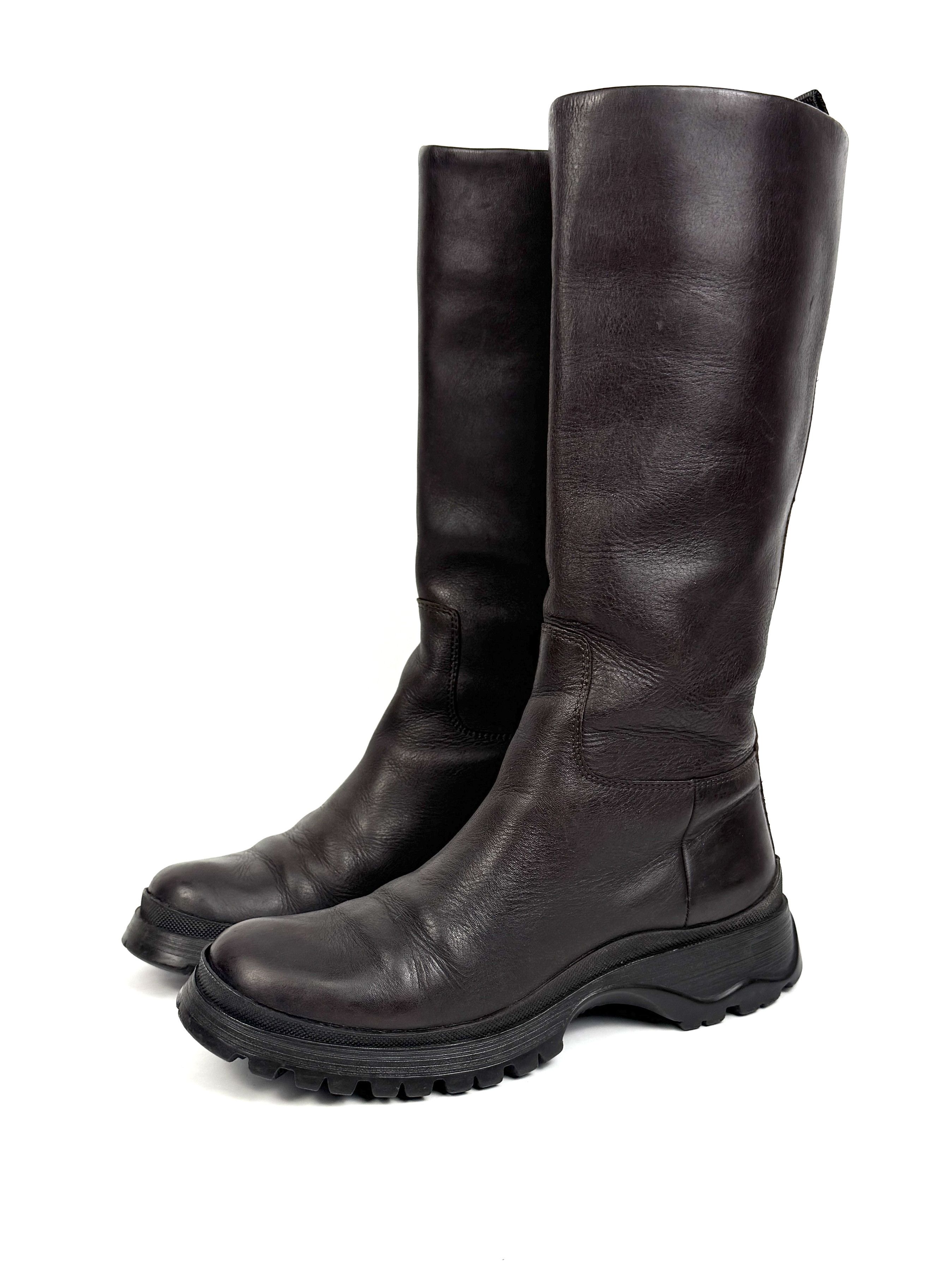 Prada 2004 Prada Leather Brown Lug Sole Boots Size US 6 / IT 36 - 1 Thumbnail