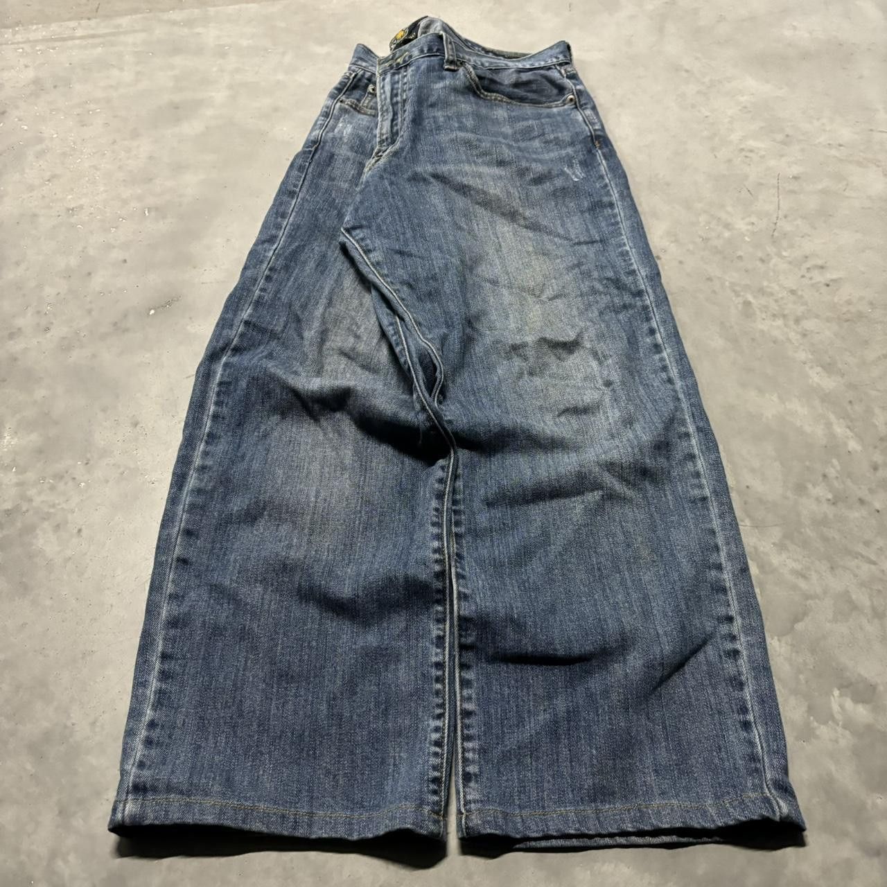 Japanese Brand × Vintage Crazy Vintage Y2K/2000s Baggy Grunge Dark Wash Skater Denim Jeans! Size US 36 / EU 52 - 3 Thumbnail