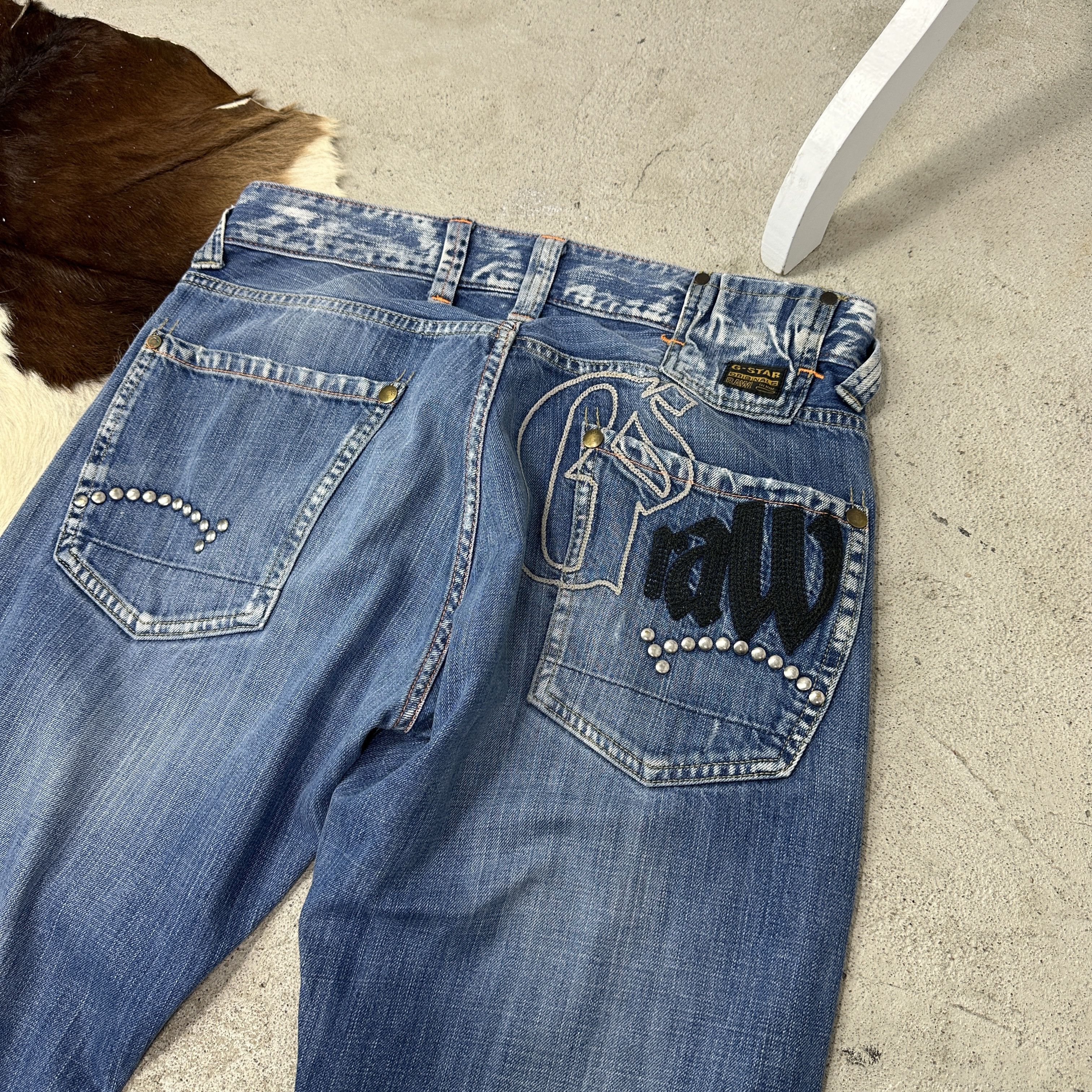 Vintage Vintage Denim Streetwear Studded Baggy G-Star Jeans Y2K Size US 32 / EU 48 - 3 Thumbnail