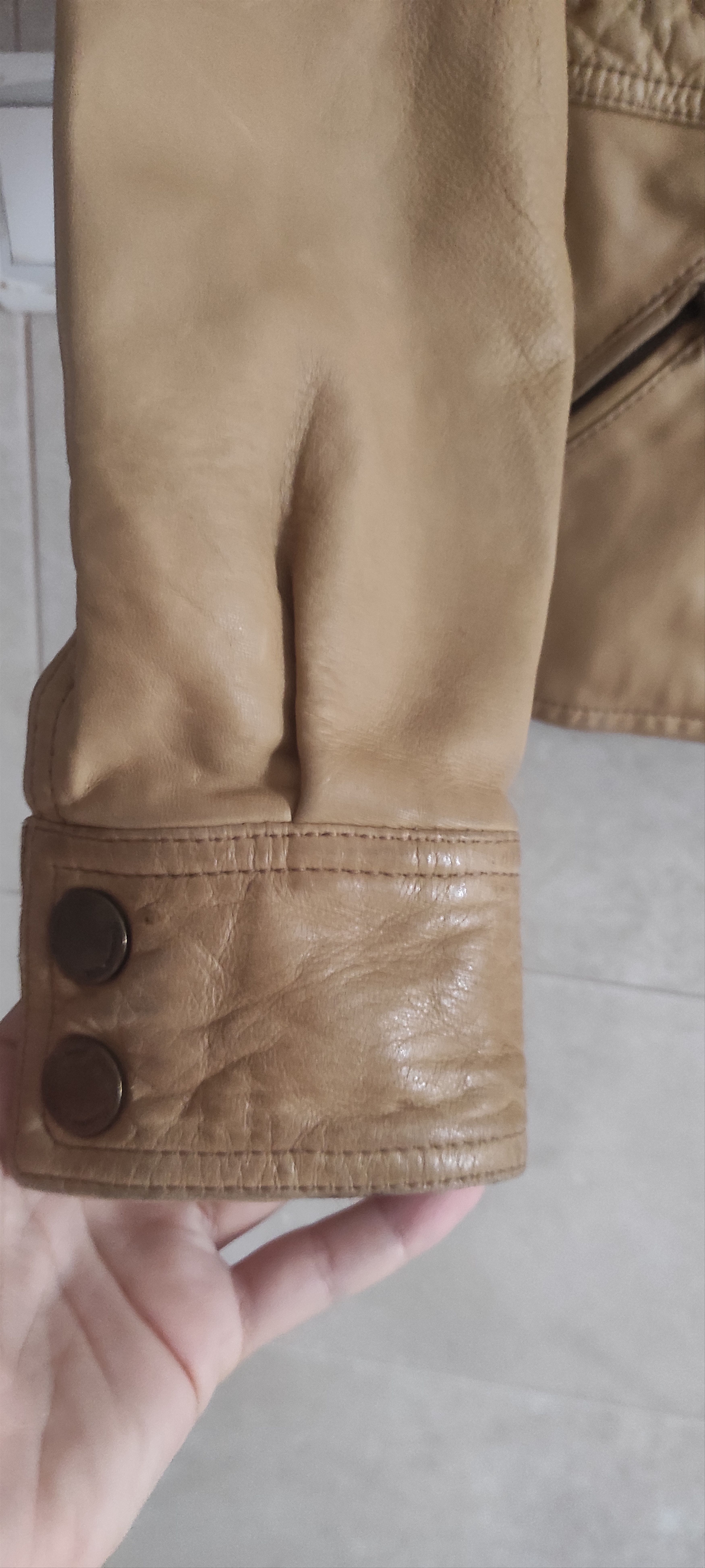Massimo Dutti Massimo Dutti Sheepskin Soft Leather Tan Moto Jacket Size S / US 4 / IT 40 - 3 Thumbnail